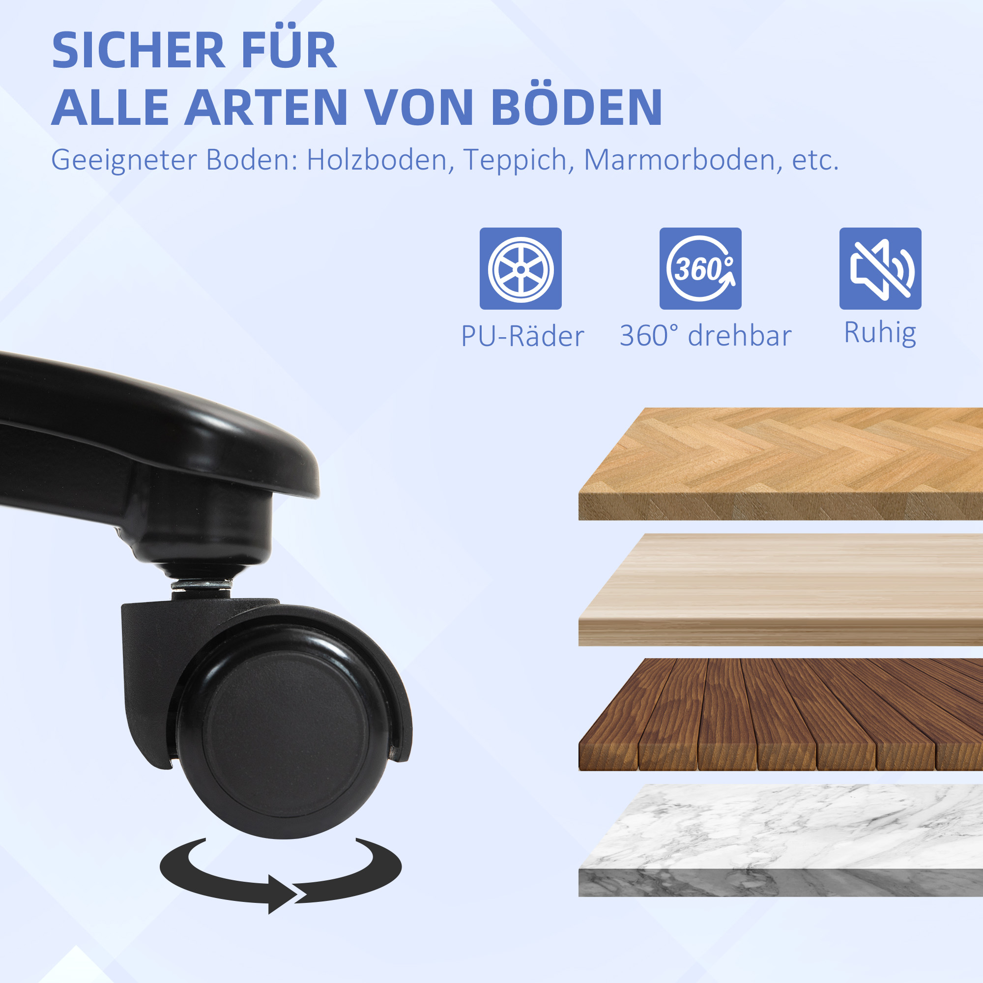 großer hoher Bürostuhl, 200 kg Tragekapazität, robuste Konstruktion, weicher Bezug, Hellgrau