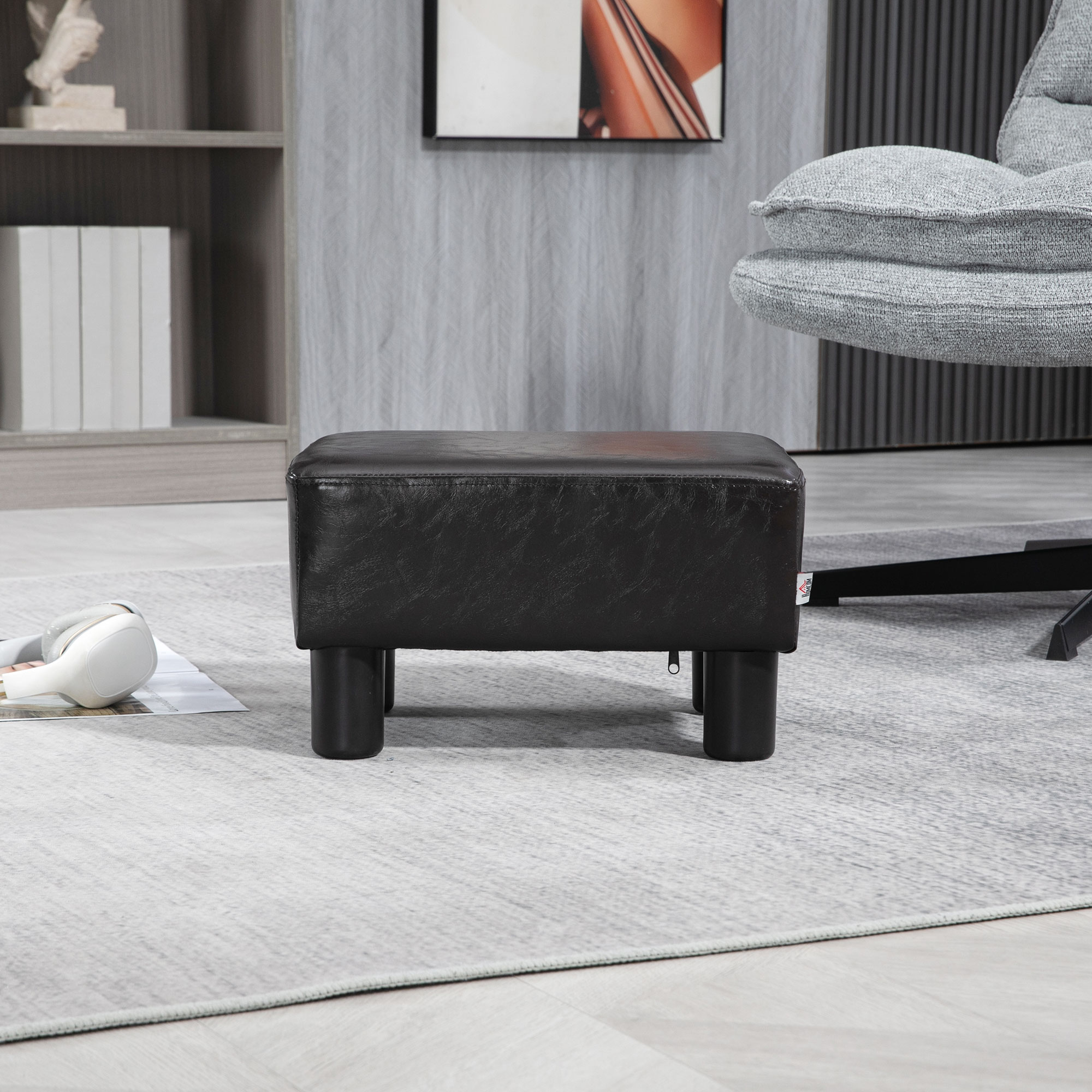 Hocker mit Stoffbezug in Kunstlederoptik, bis 110 kg, Kaffee, 40 x 30 x 24cm