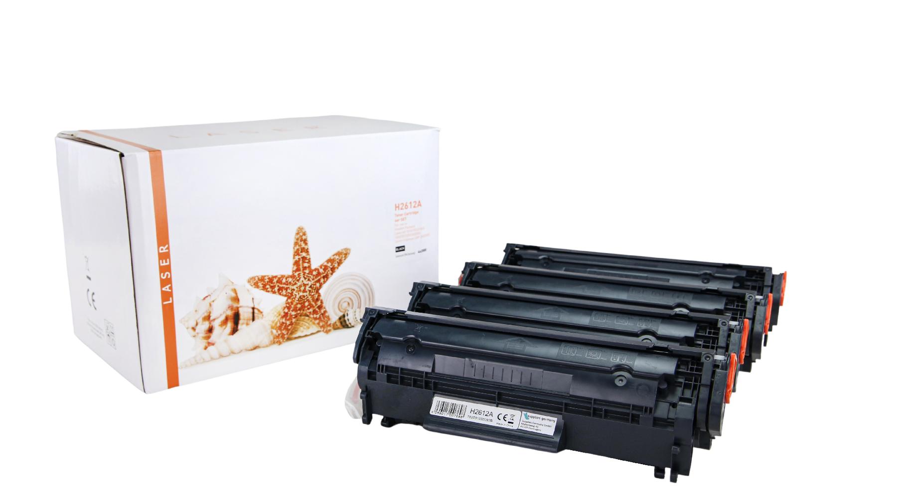4er Set  Q2612A alternativ Toner schwarz für HP / Q2612A / 703 / 4x2.000 Seiten
