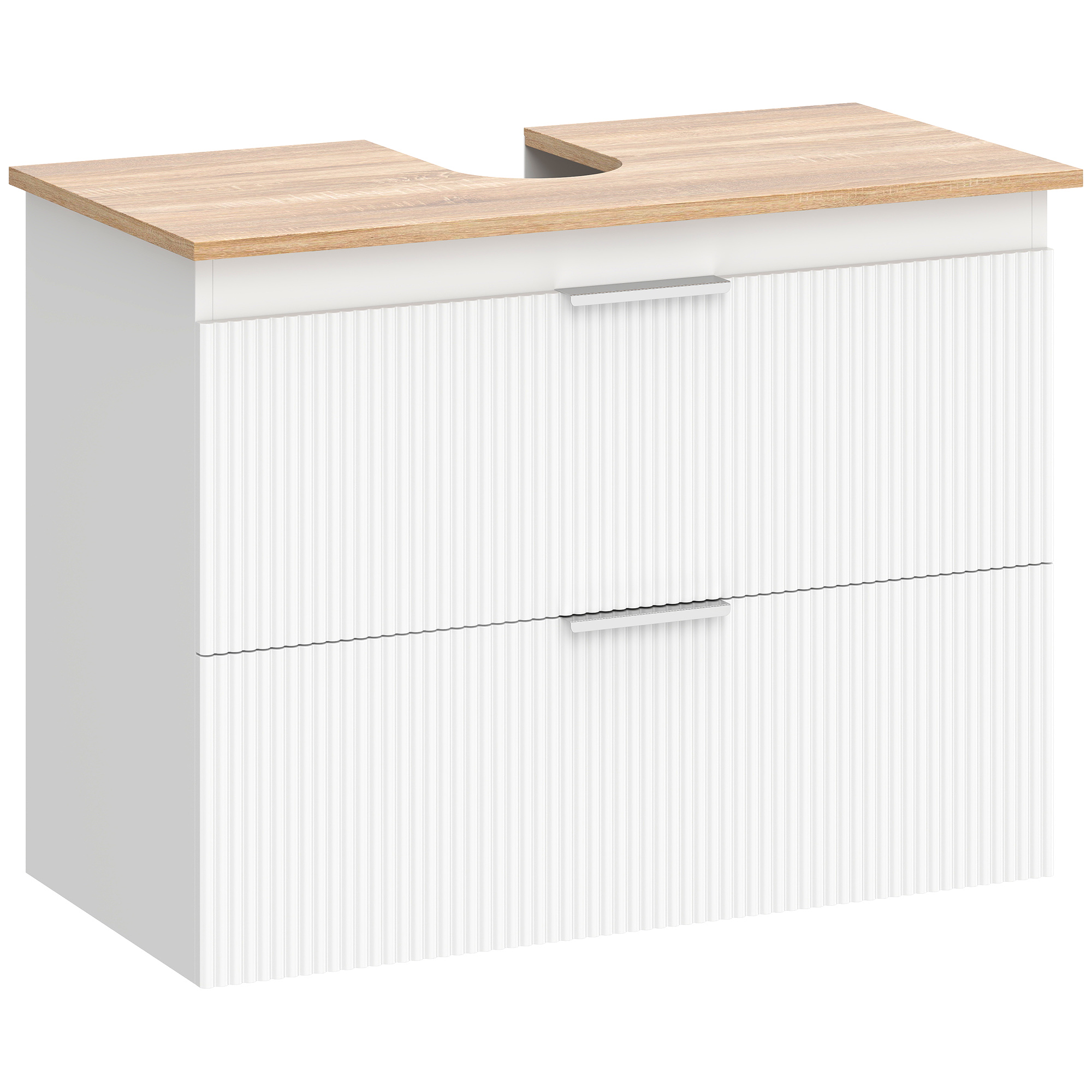 Unterschrank für das Badezimmer, 80 cm Schrank mit zwei großen Schubladen für Waschbecken mit oder ohne Sockel, Weiß