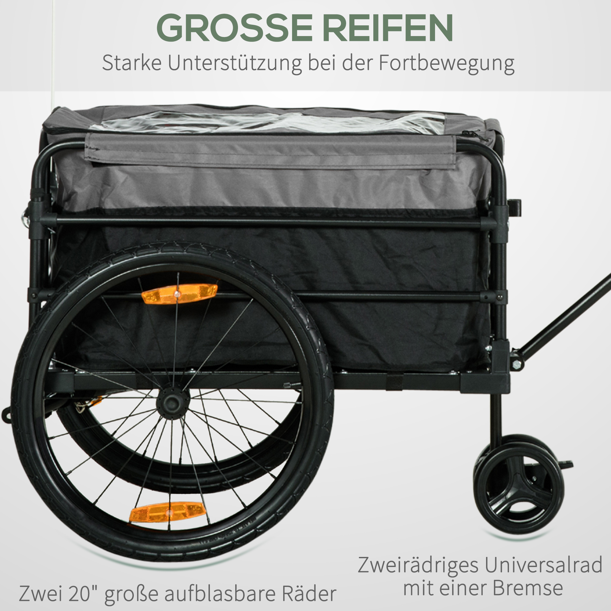 Lastenanhänger Bollerwagen 130 x 64 x 103 cm Stahl Schwarz+Grau