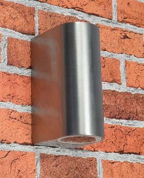 Außen-Wandleuchte "CTW-2" / für 2x GU10, IP44, Edelstahl poliert