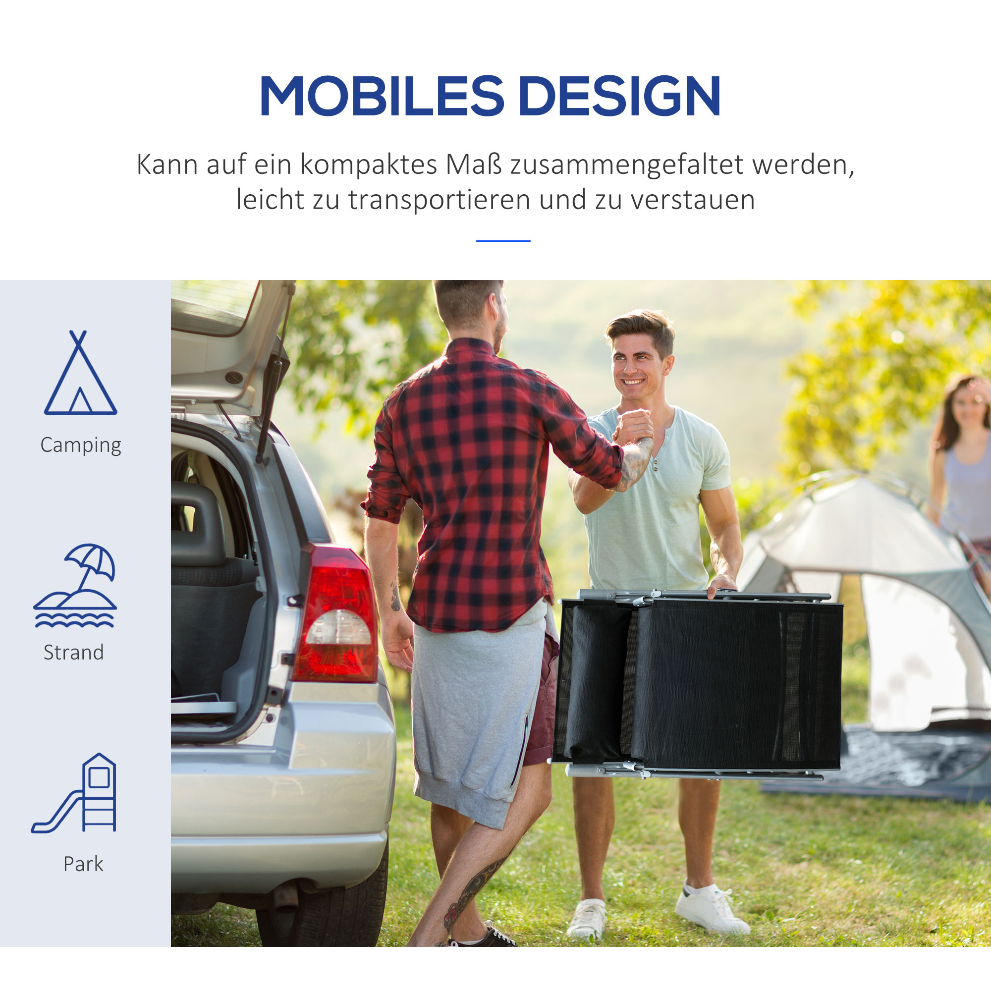 Sonnenliege klappbar Strandliege mit Kissen Liegestuhl mit 7-Fach verstellbare Rückenlehne Gartenliege Relaxliege Gartenstuhl bis 165 kg belastbar, für Garten Urlaub Outdoor, Schwarz