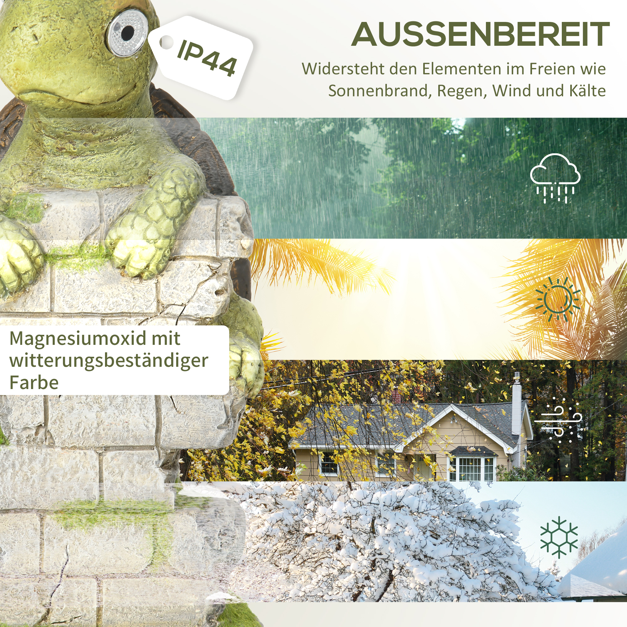 Gartenfigur "Kleine Schildkröte", Gartendekoration, wetterbeständig, inkl. Solarlicht