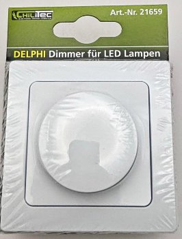 DELPHI Dimmer für LED Lampen / 250V~/ 3-60W, inkl. Rahmen, UP, weiß