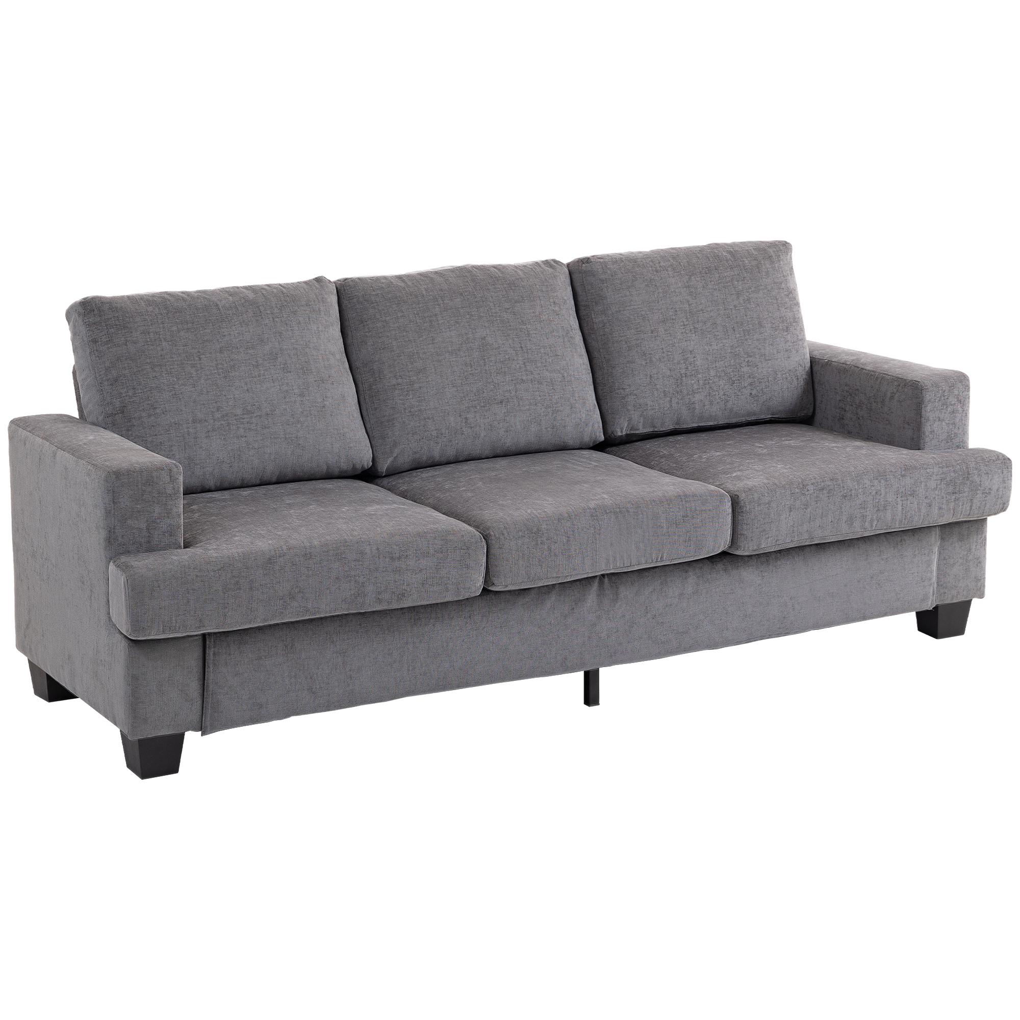 3-Sitzer-Sofa, Wohnzimmersofa für 3 Personen, Stoffbezug, Stahlrahmen, Polstersofa, Grau