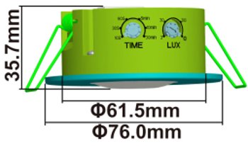 Decken-Einbau-Bewegungsmelder 360° IP65 / PIR, LED geeignet, 8m Detektion, 76x36mm