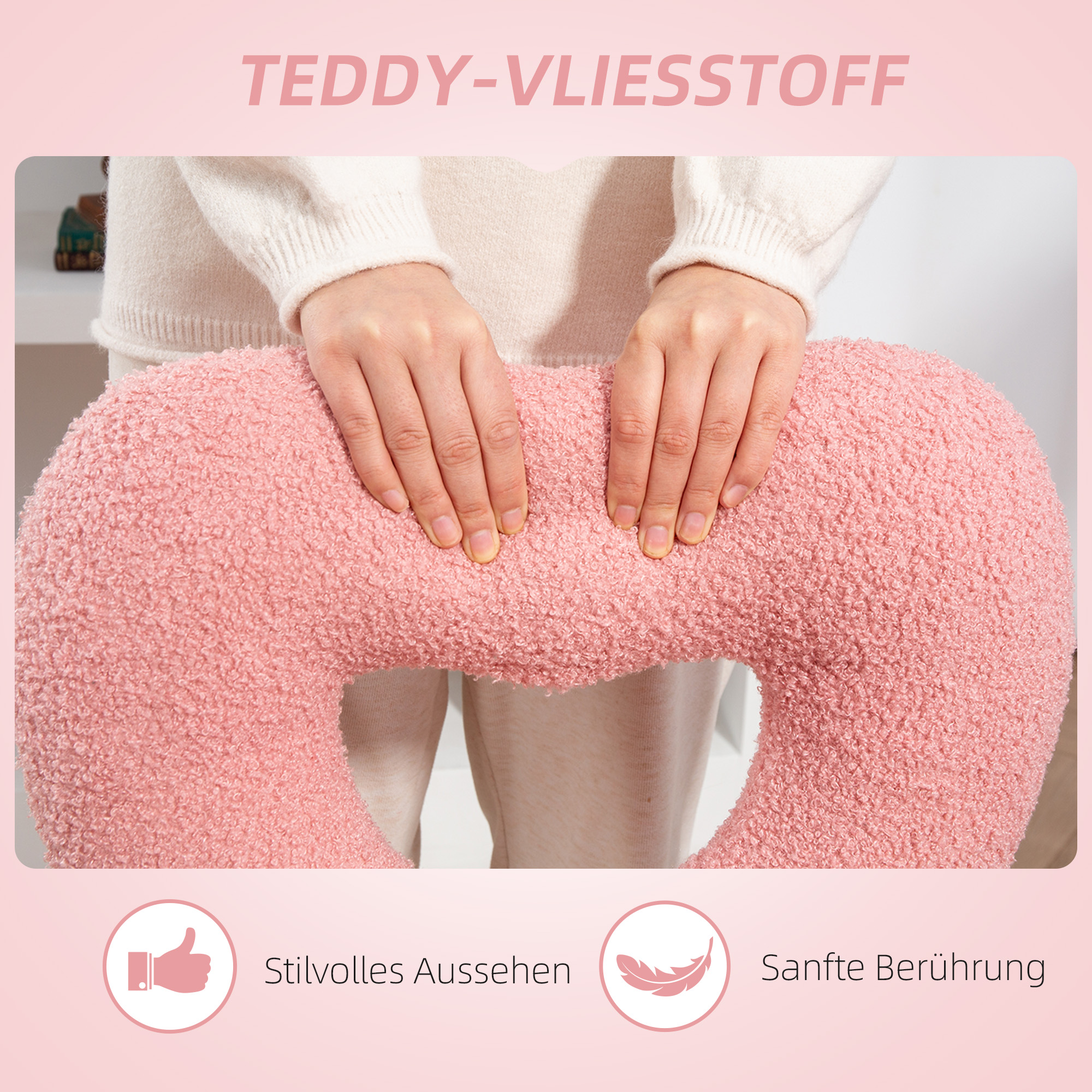 Schreibtischstuhl, Bürostuhl, Herzförmige Rückenlehne, gepolstert, Rosa