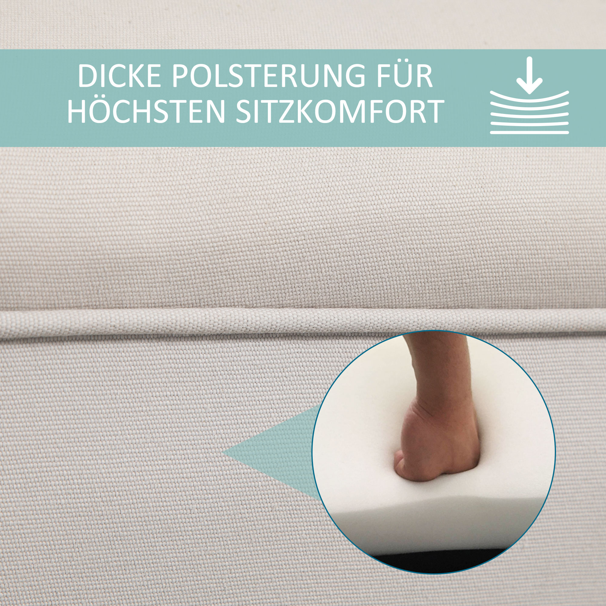 Bettbank, Polsterbank, Sitzbank, Flurbank für Schlafzimmer, bis 130 kg Belastbar, Segelstoff, Grau, 102 x 36 x 51 cm