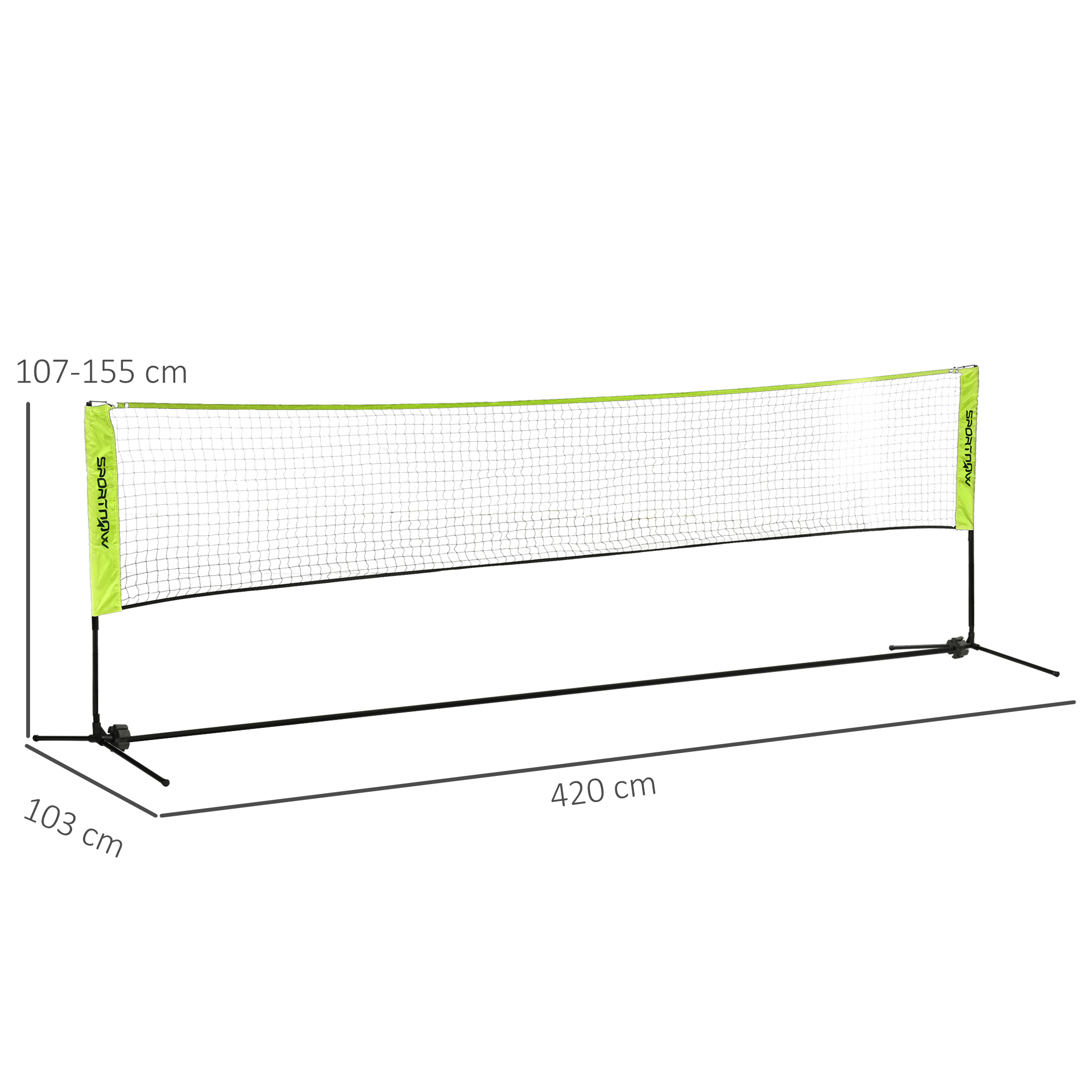 Badmintonnetz höhenverstellbar 107-155 cm, für Badminton, Tennis, Pickleball, Volleyball, inkl. Tasche