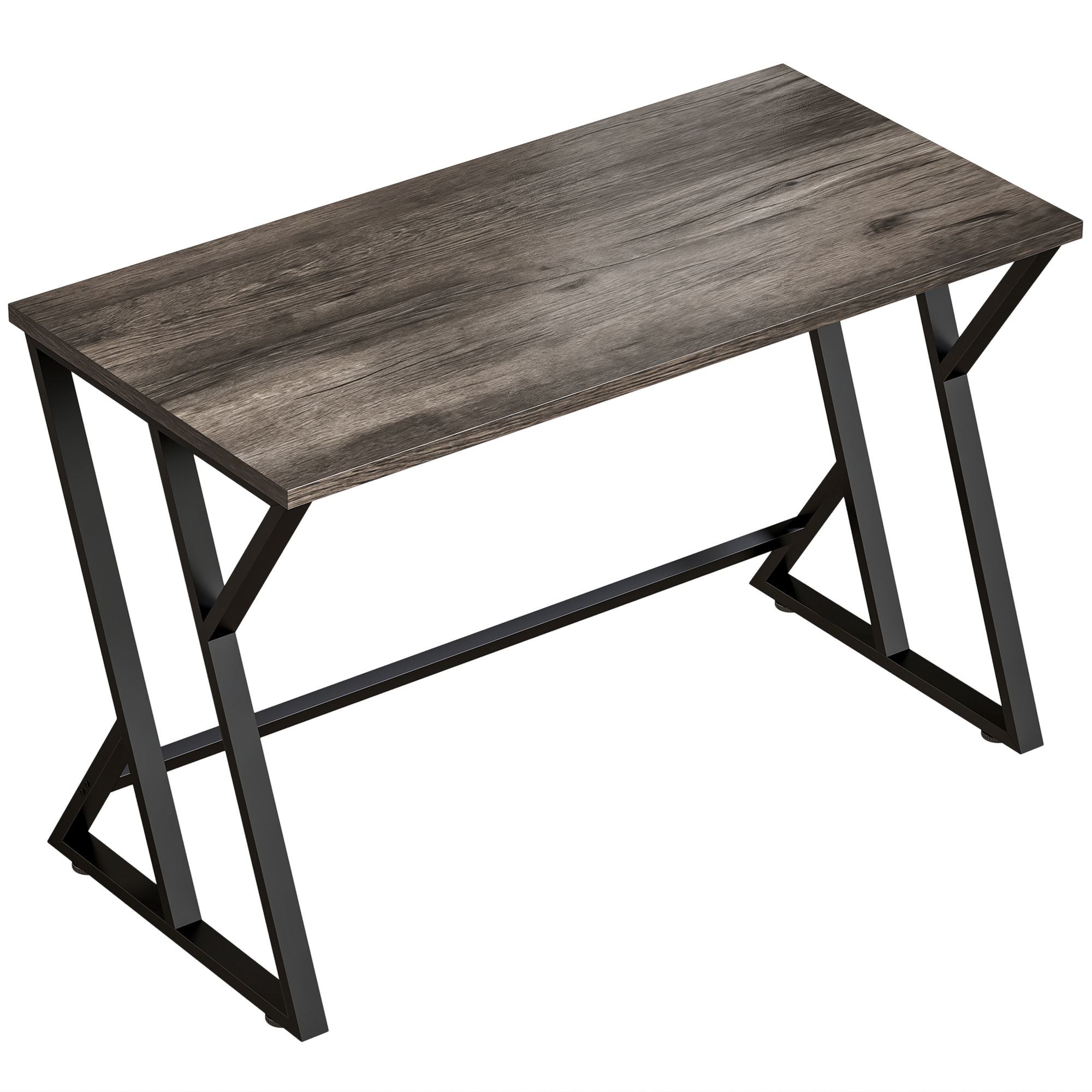 Schreibtisch Computertisch 120x60cm Bürotisch mit Z-förmigem Metallfuß, Holzoptik, Industriedesign für Büro, Grau