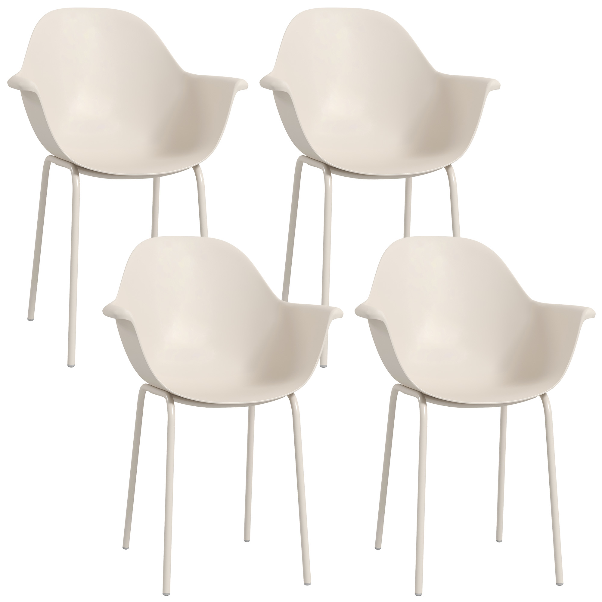 4er-Set Gartenstühle Outdoorstühle Gartenstuhl, Moderns Design, 59 cm x 55 cm x 84 cm, Grau