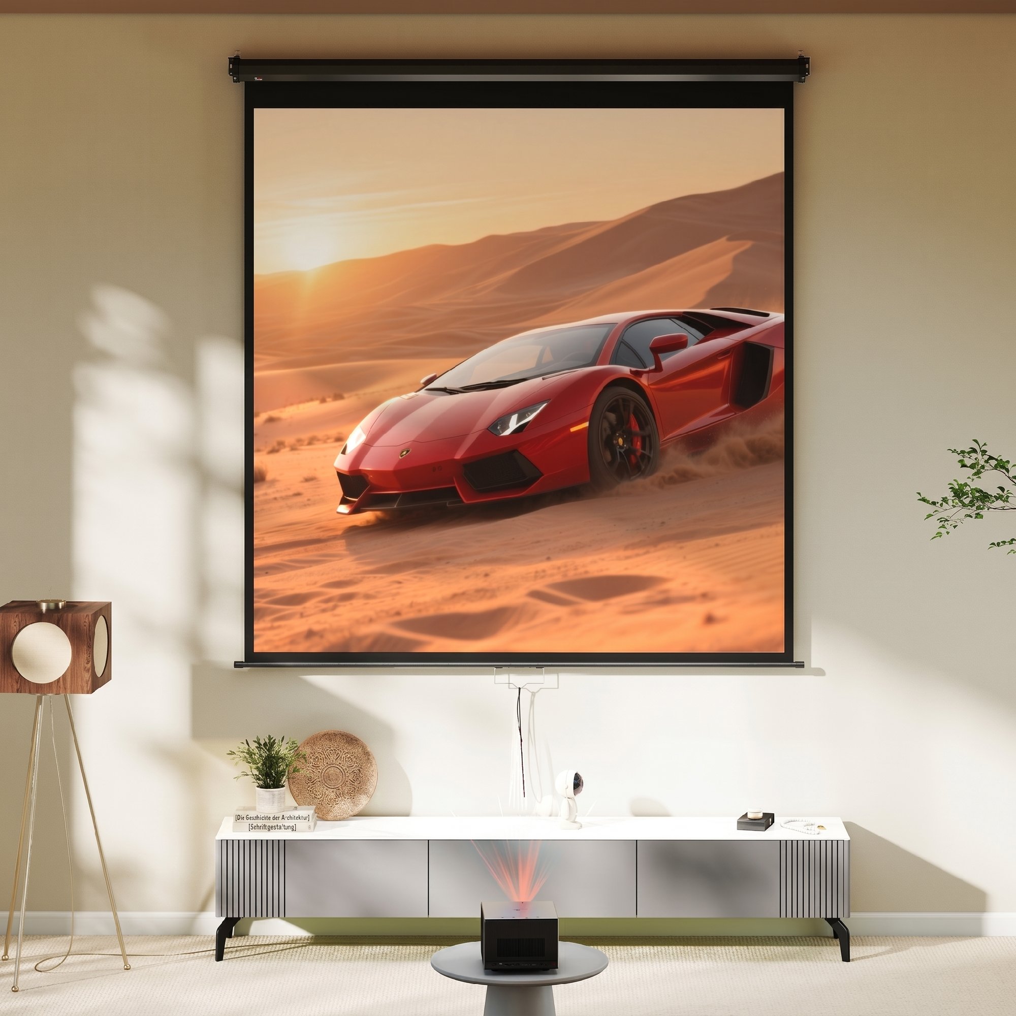Beamer Leinwand 178 x 178 cm 99 Zoll 1:1 HD 4K Projektionsleinwand für Heimkino Büro-Präsentationen