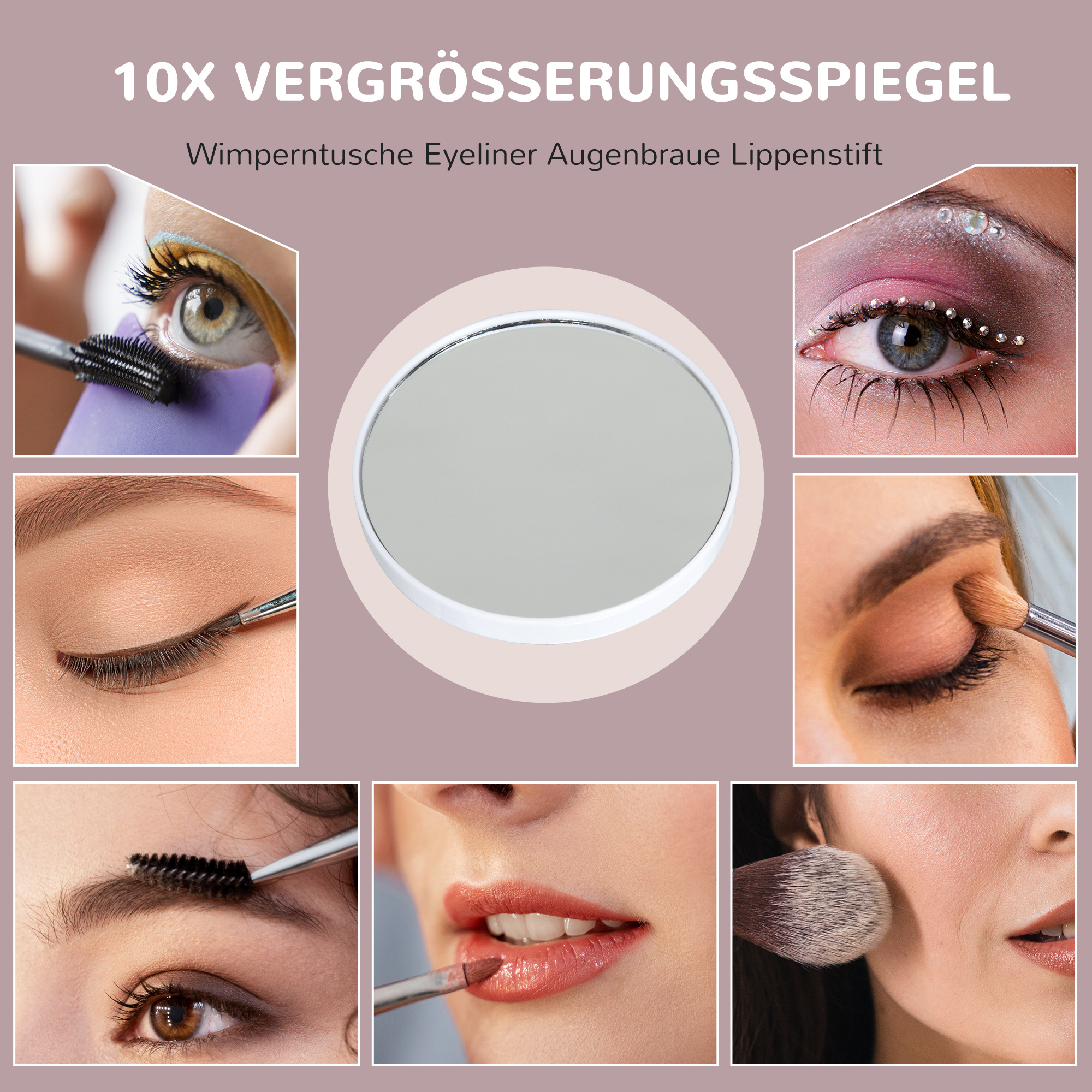 LED-Kosmetikspiegel, 3 Lichtmodi, dimmbar, Touch-Steuerung, USB, 58x48cm, Weiß