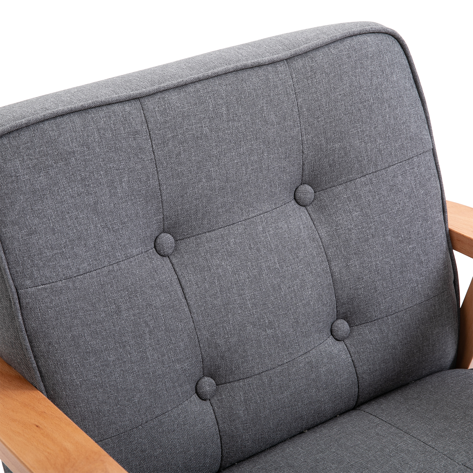 Einzelsofa Loungesessel Polsterstuhl mit Armlehnen Holzrahmen Leinen Grau 64,5 x 70 x 74 cm