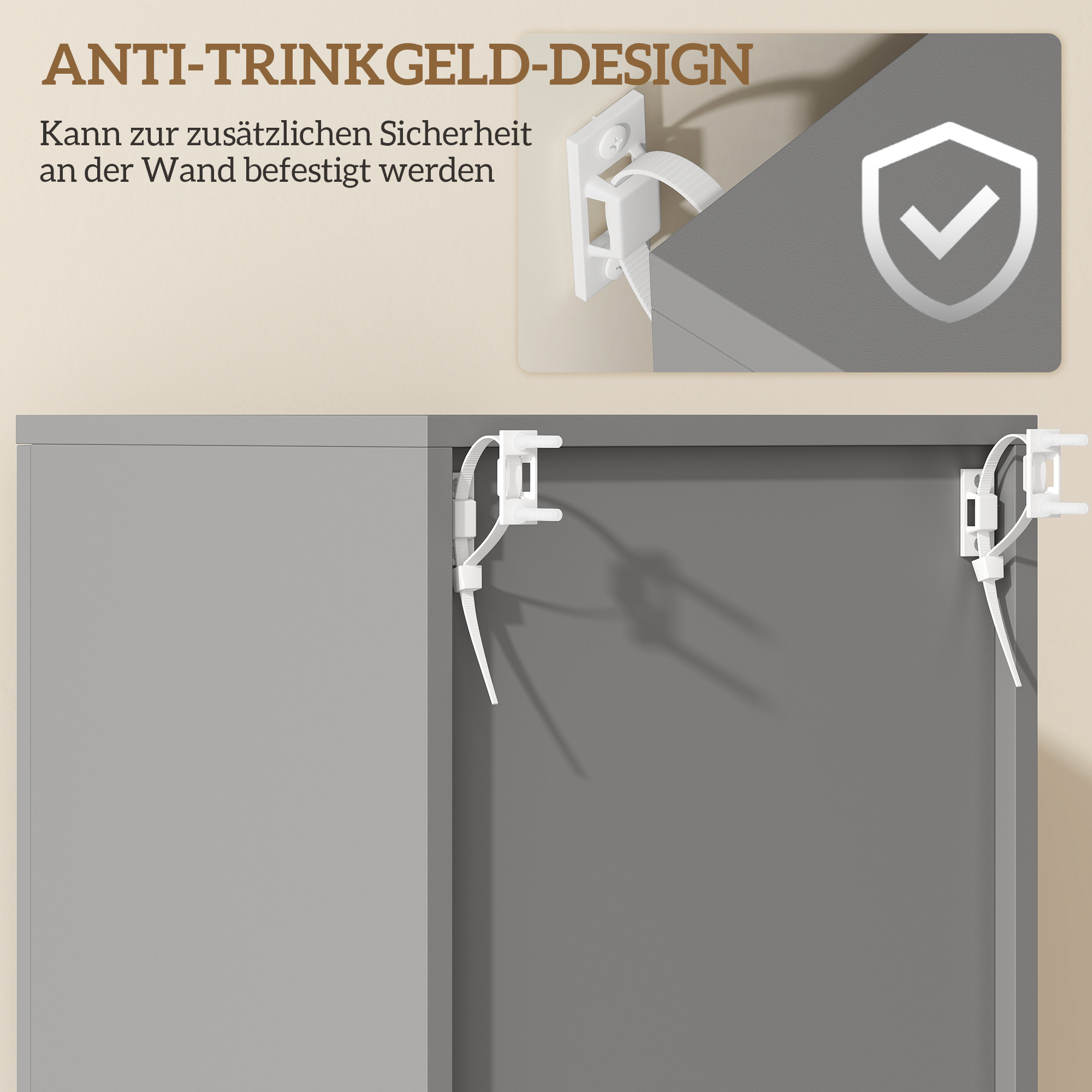 Badezimmerschrank, Badkommode, mit Regalen und Schublade, verstellbar, Grau