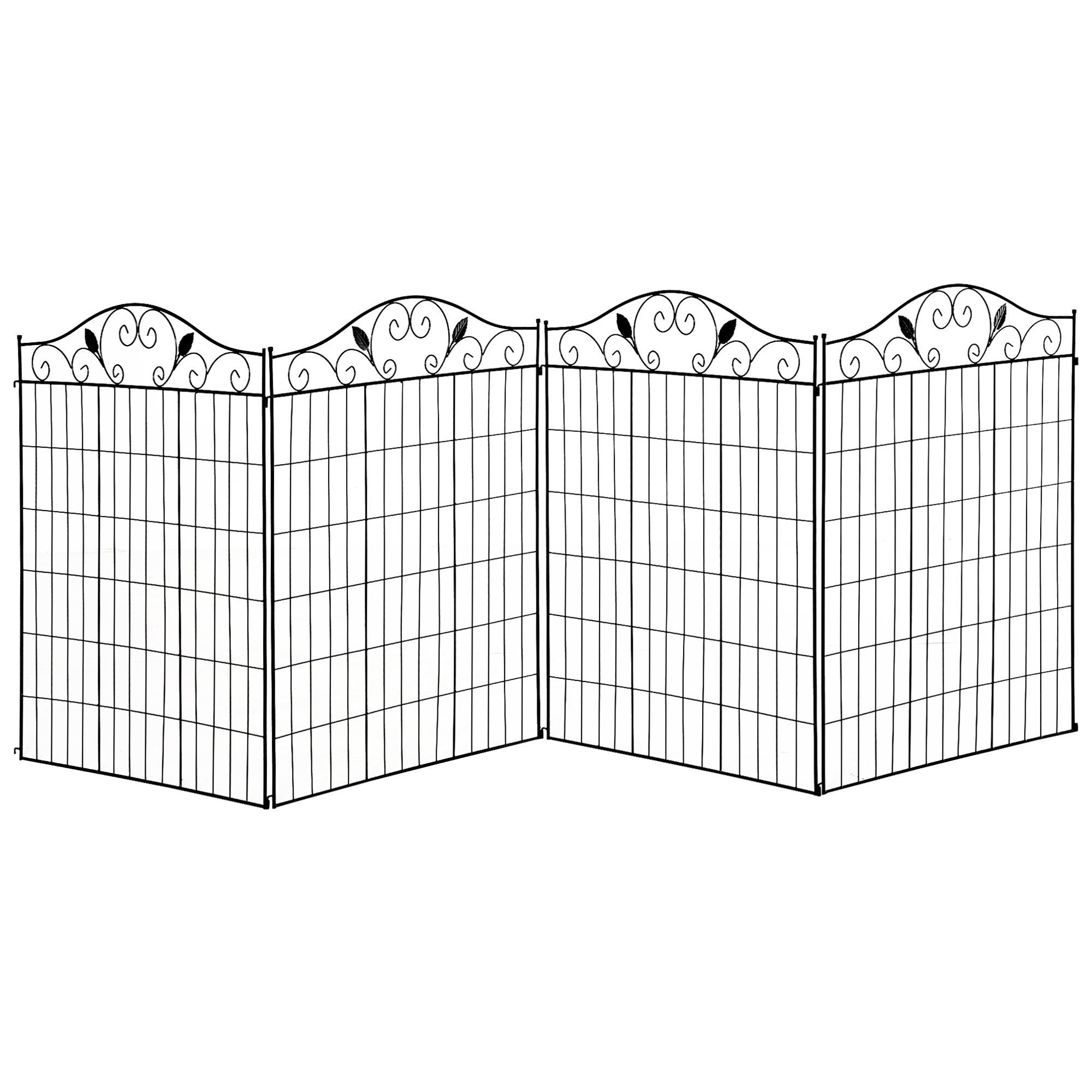 Gartenzaun Gitterzaun Zaun, Vintage-Design, wetterbeständig, 365 cm x 0.8 cm x 112 cm, Schwarz