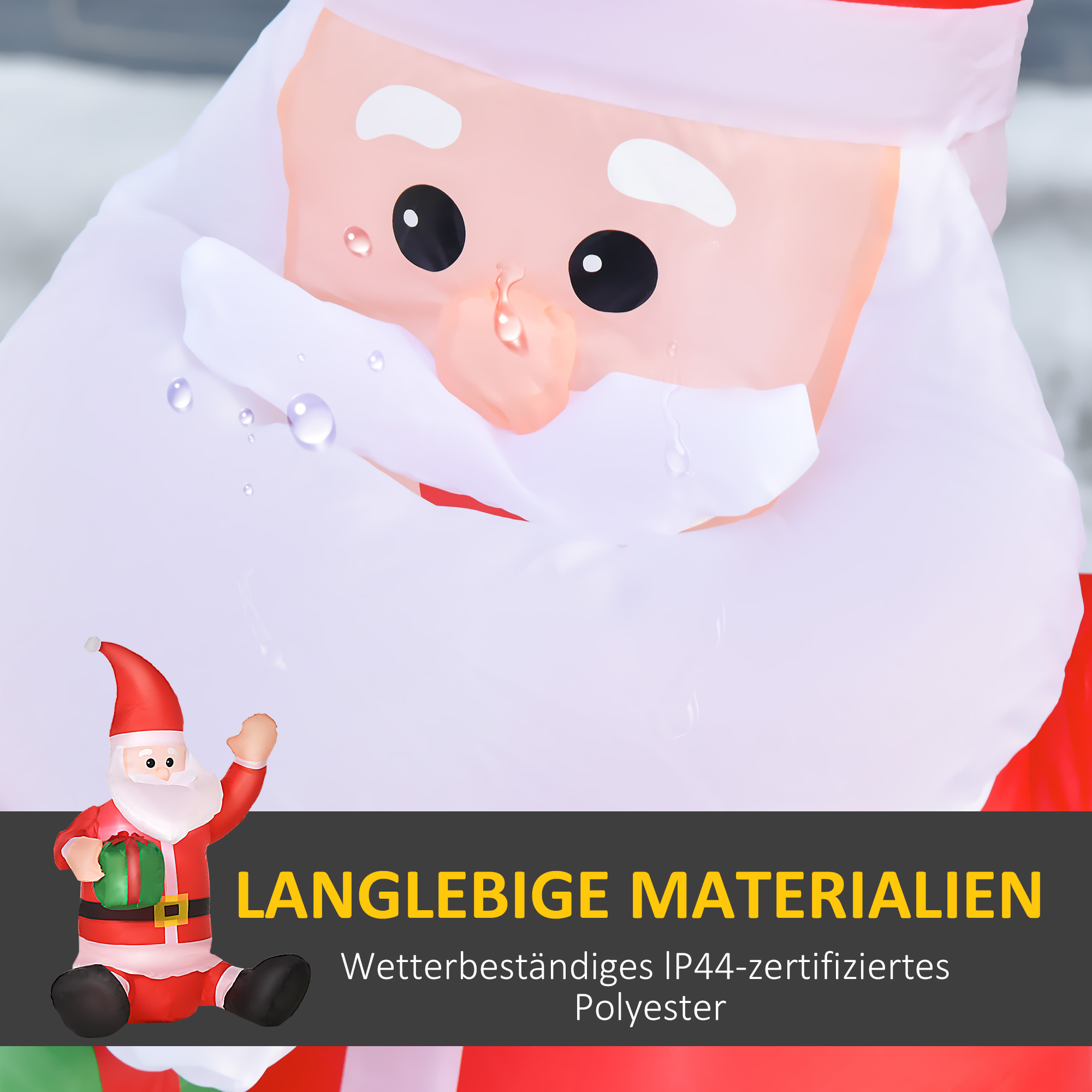 Weihnachtsmann Weihnachtsdekoration,1,2 m, selbstaufblasend, LEDs, inkl. Gebläse, Rot +Weiß