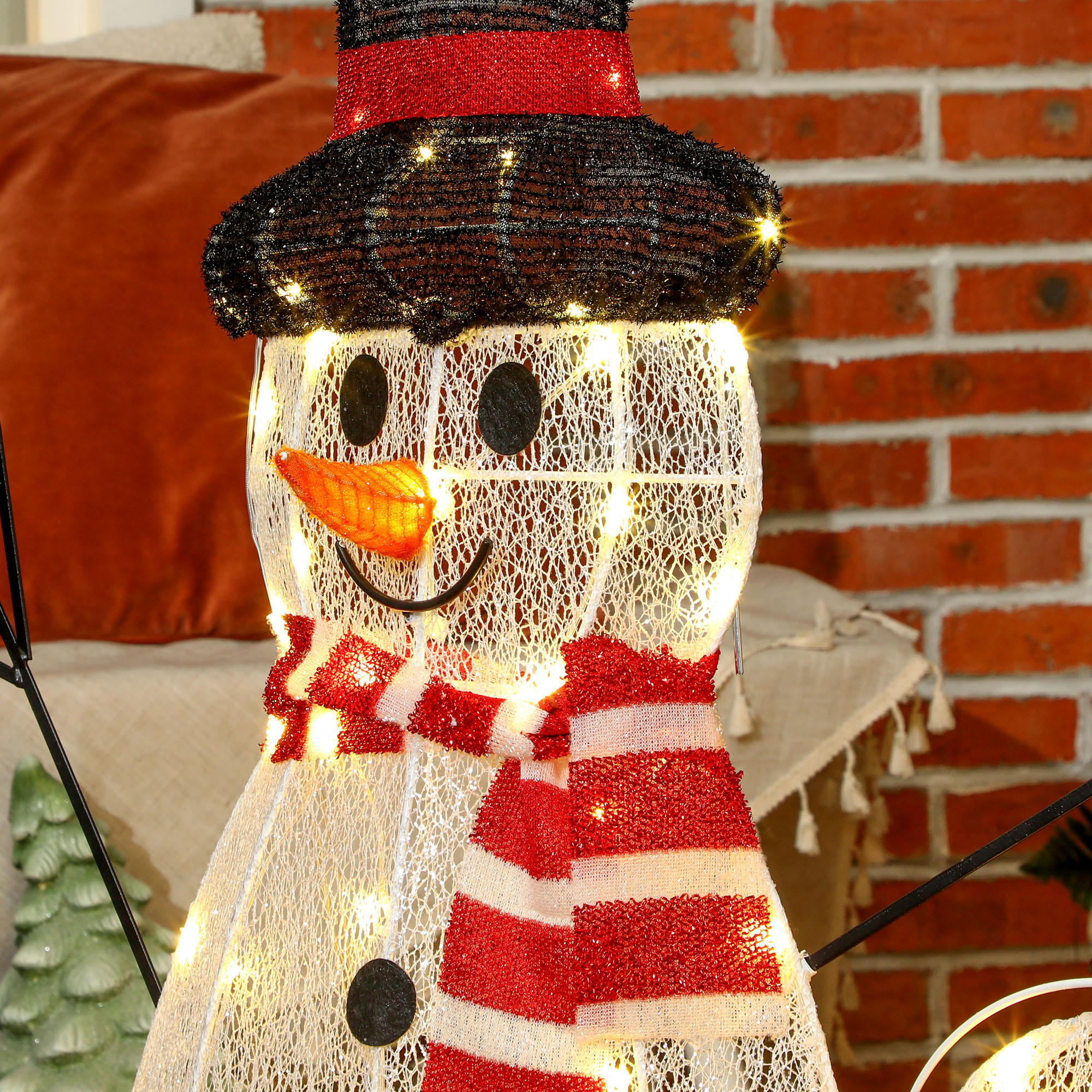 Schneemannfamilie, 148 LEDs, Weihnachtsbeleuchtung, wetterfest, glänzend, Weiß