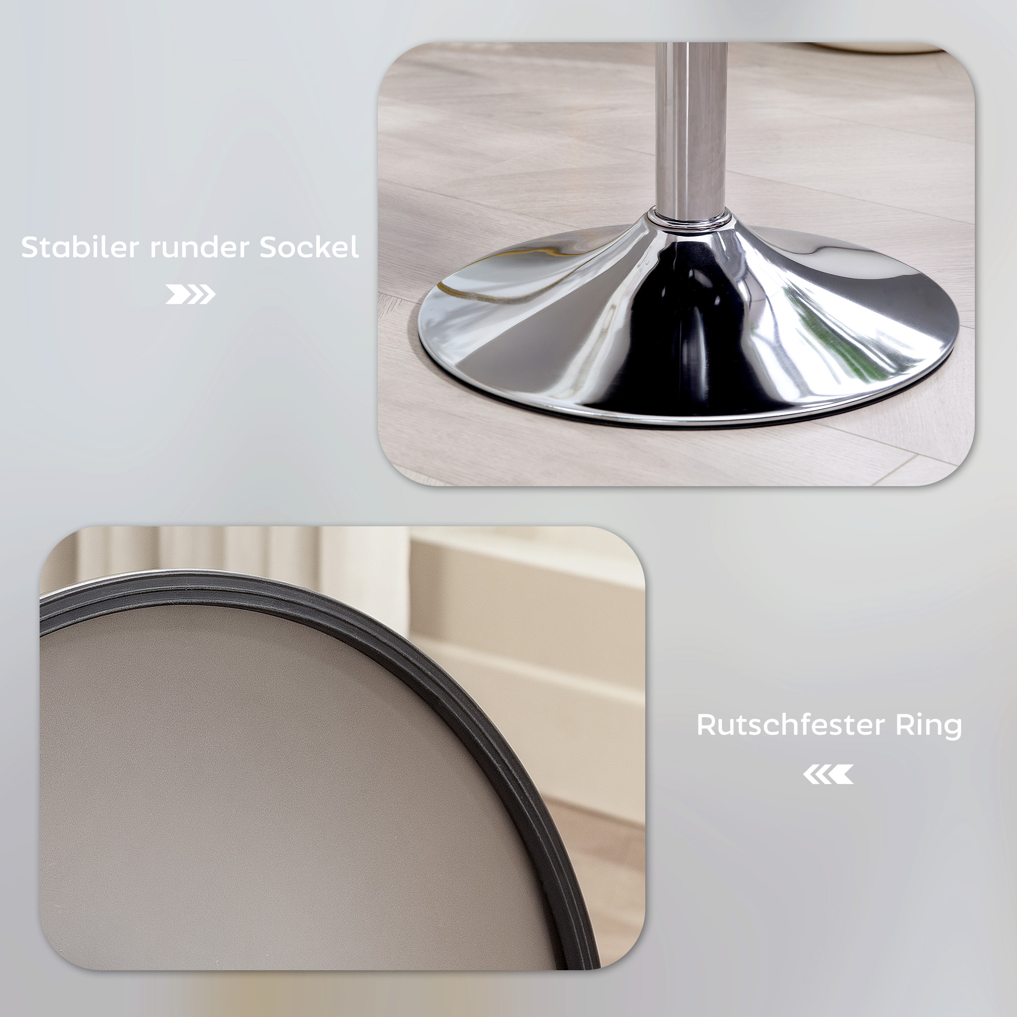 Barhocker, Gepolstert Barstuhl mit Metallgestell, Cordoptik, Höhenverstellbar 360° Drehbar Weiß