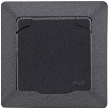 MILOS Schutzkontakt-Steckdose IP44 / 250V~/ 16A, inkl. Rahmen, UP, Anthrazit