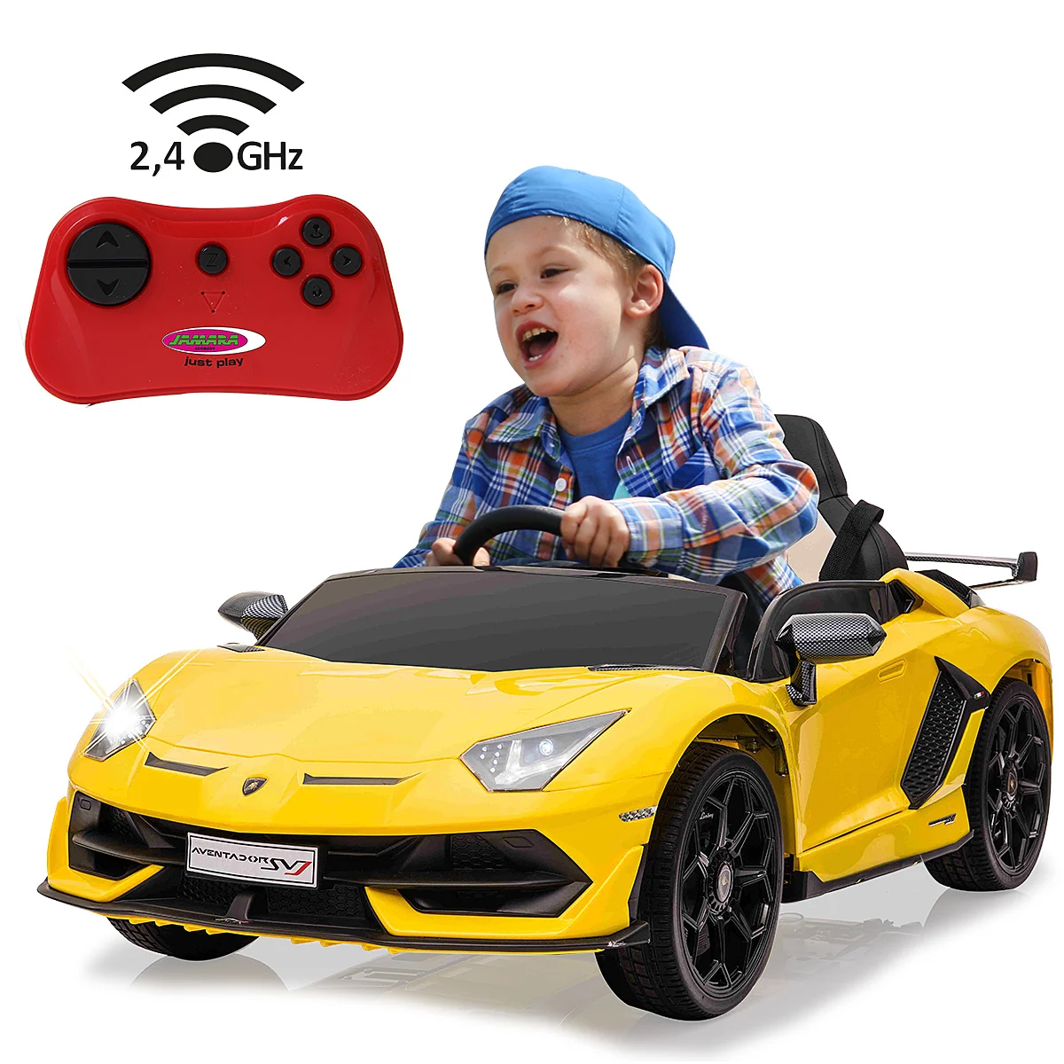 Kinderfahrzeug Lamborghini Aventador SVJ gelb Kinderfahrzeug Lamborghini Aventador SVJ gelb