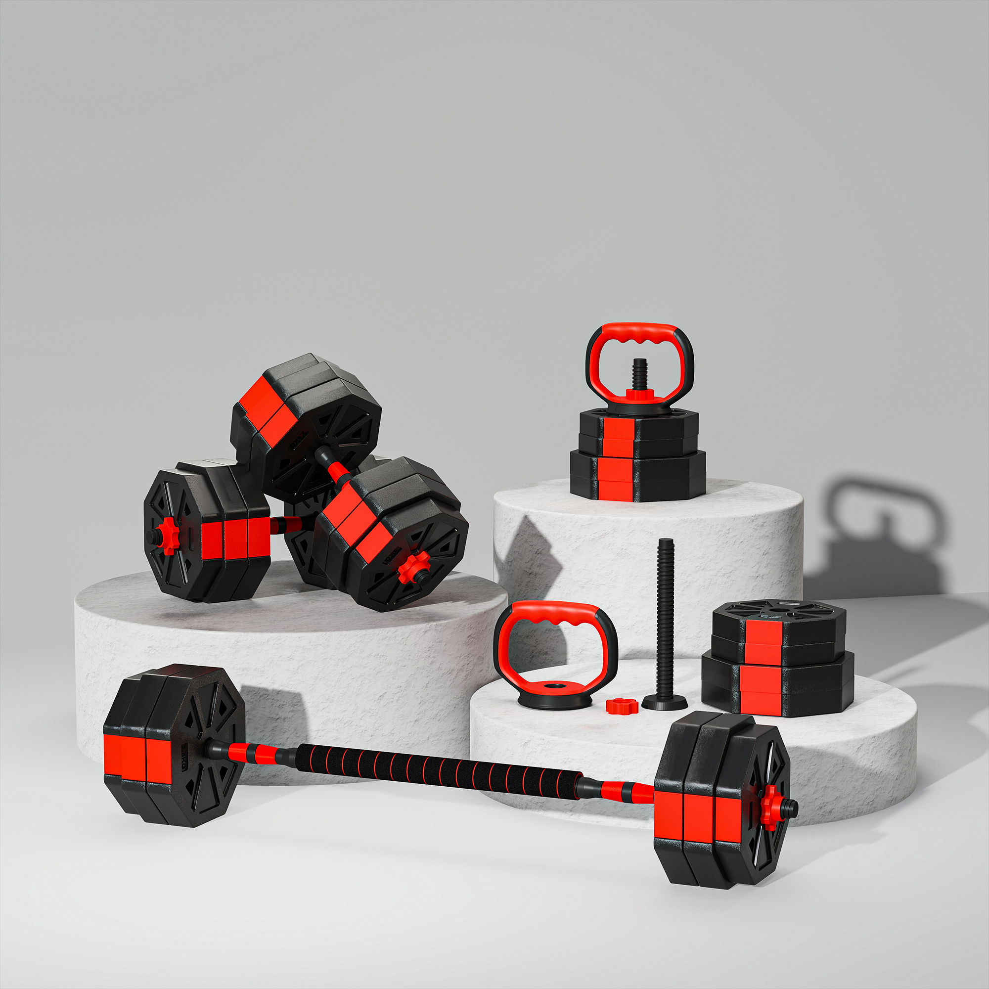 6-in-1 Hantelset Kurzhantel Set Kurzhanteln Langhanteln verstellbar 30 KG für Krafttraining Zuhause