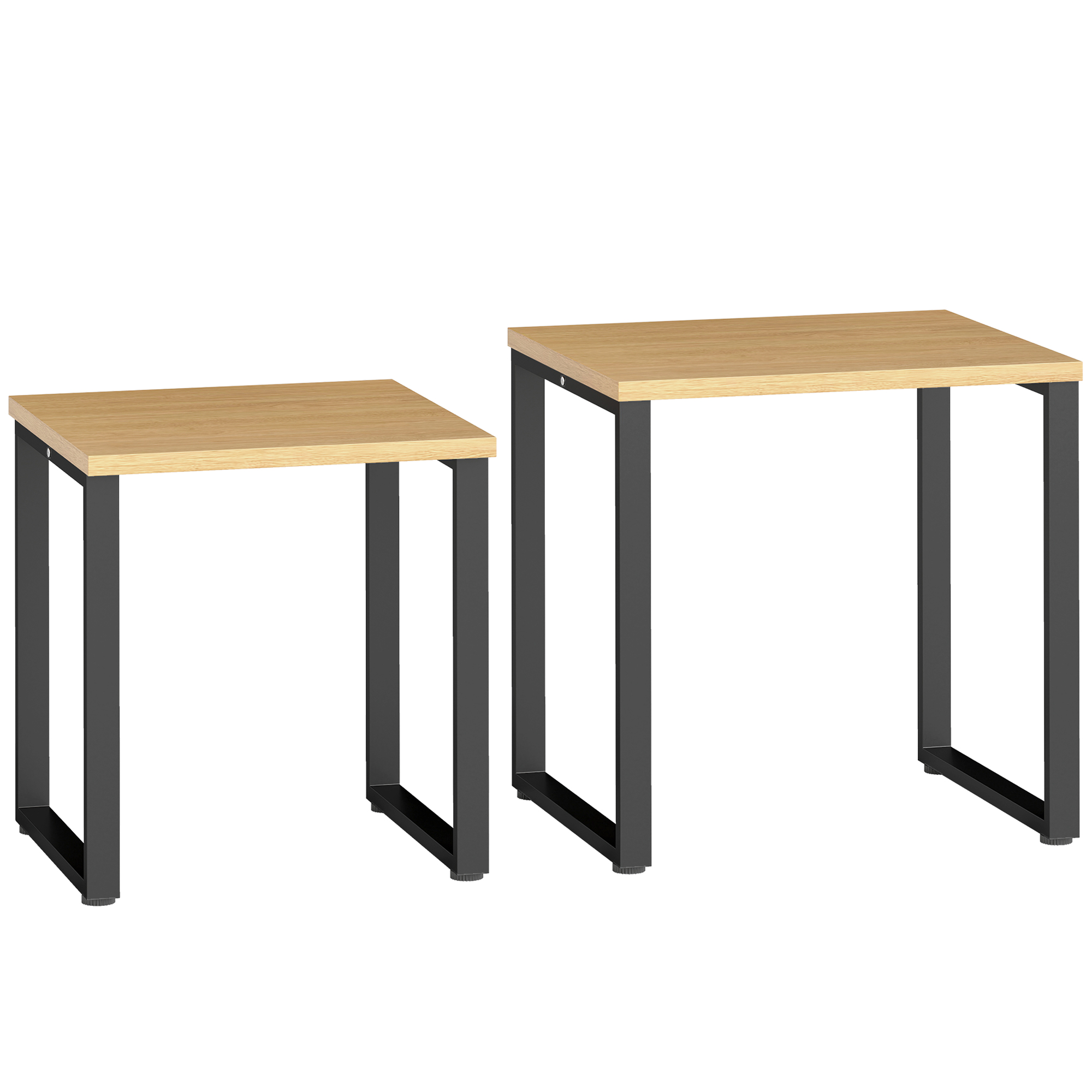 Couchtisch 2er Set Wohnzimmertisch mit Metallrahmen für Wohnzimmer Natur