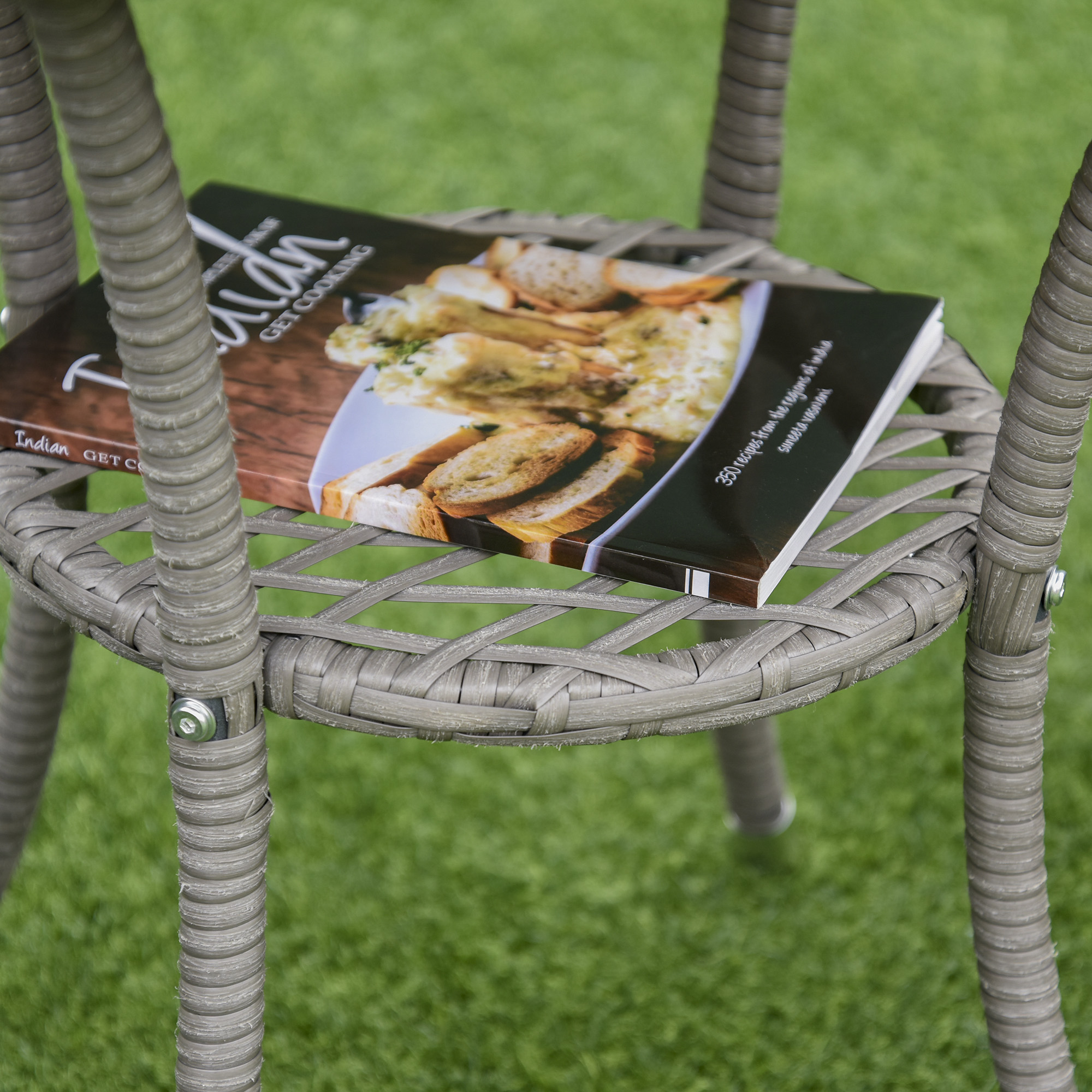 Polyrattan Gartenmöbel Set, Outdoor Lounge Balkonmöbel für 2 Personen, 3-teilig Sitzgruppe, 2 Stühle, Tisch Sitzkissen, Gartenlounge für Garten, Terrasse, Balkon, Grau