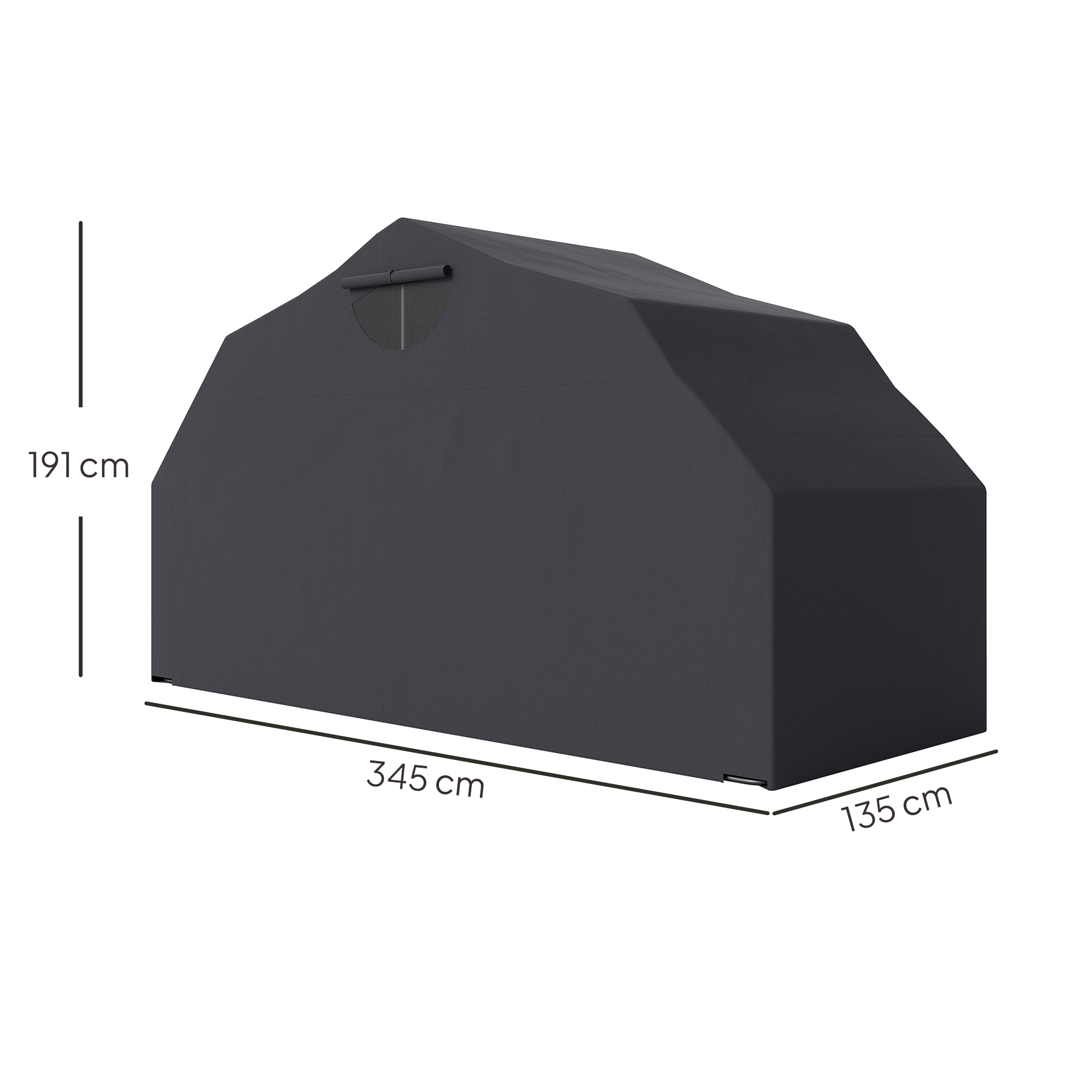 Motorrad Abdeckplane Faltbar Outdoor Motorradabdeckung Wasserdicht Winterfest XXL 345cmx135cmx191cm Schwarz