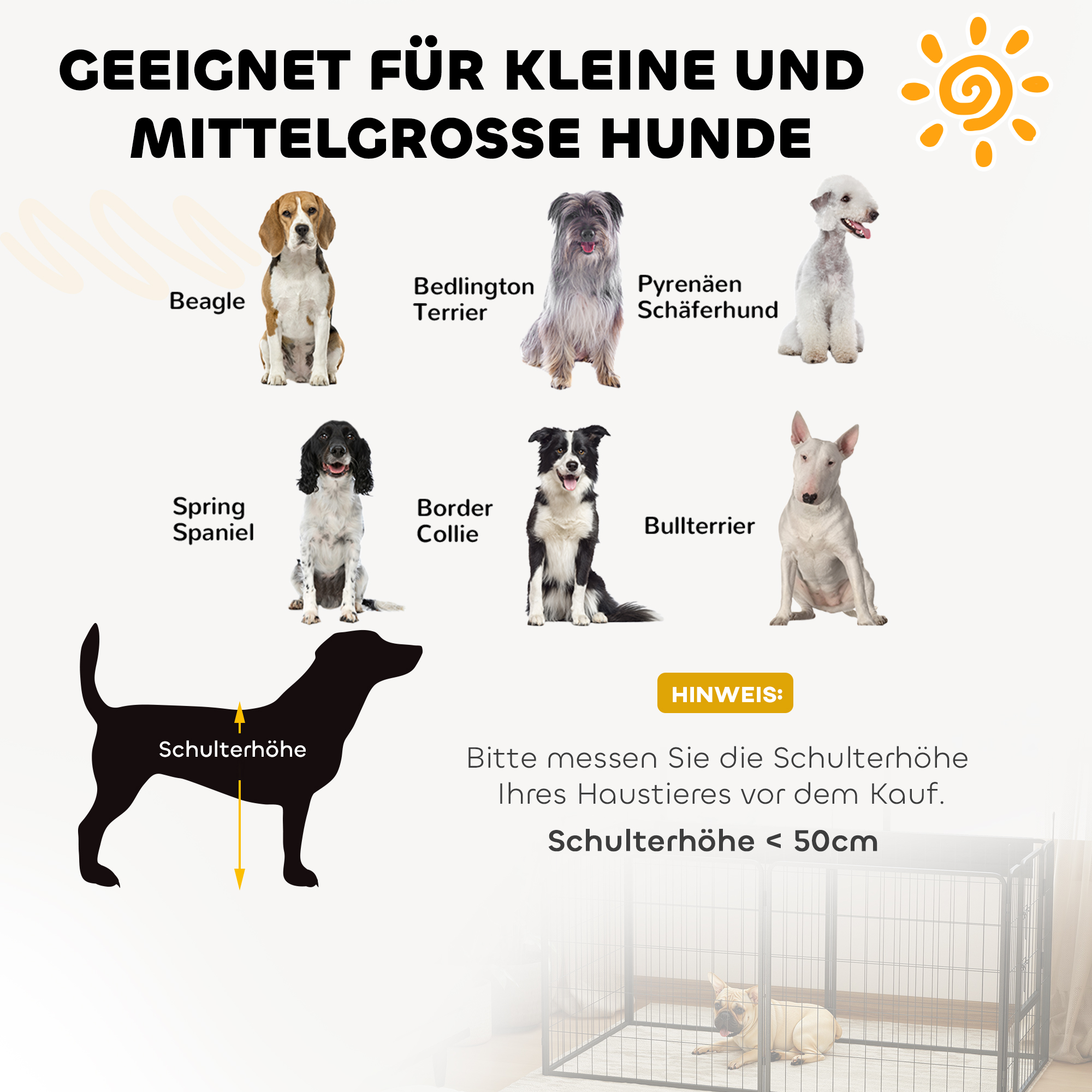 2er-Set Erweiterung für Welpengehege, Hundezaun-Paneele, Haustierspielplatz, Welpenzaun aus Stahl, Grau