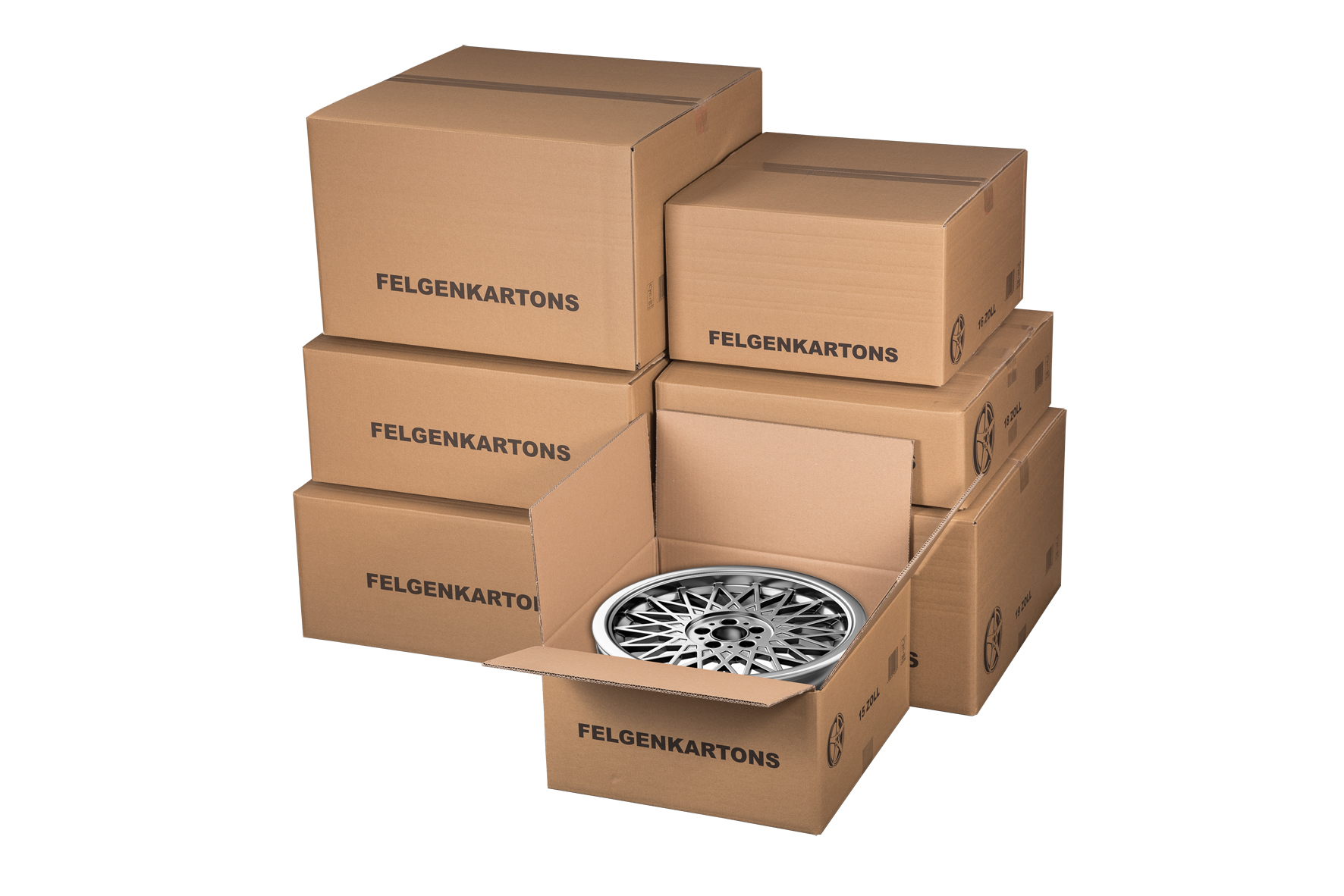 Felgenversandkarton, 725x725x300mm, braun, 2-wellig, VPE4