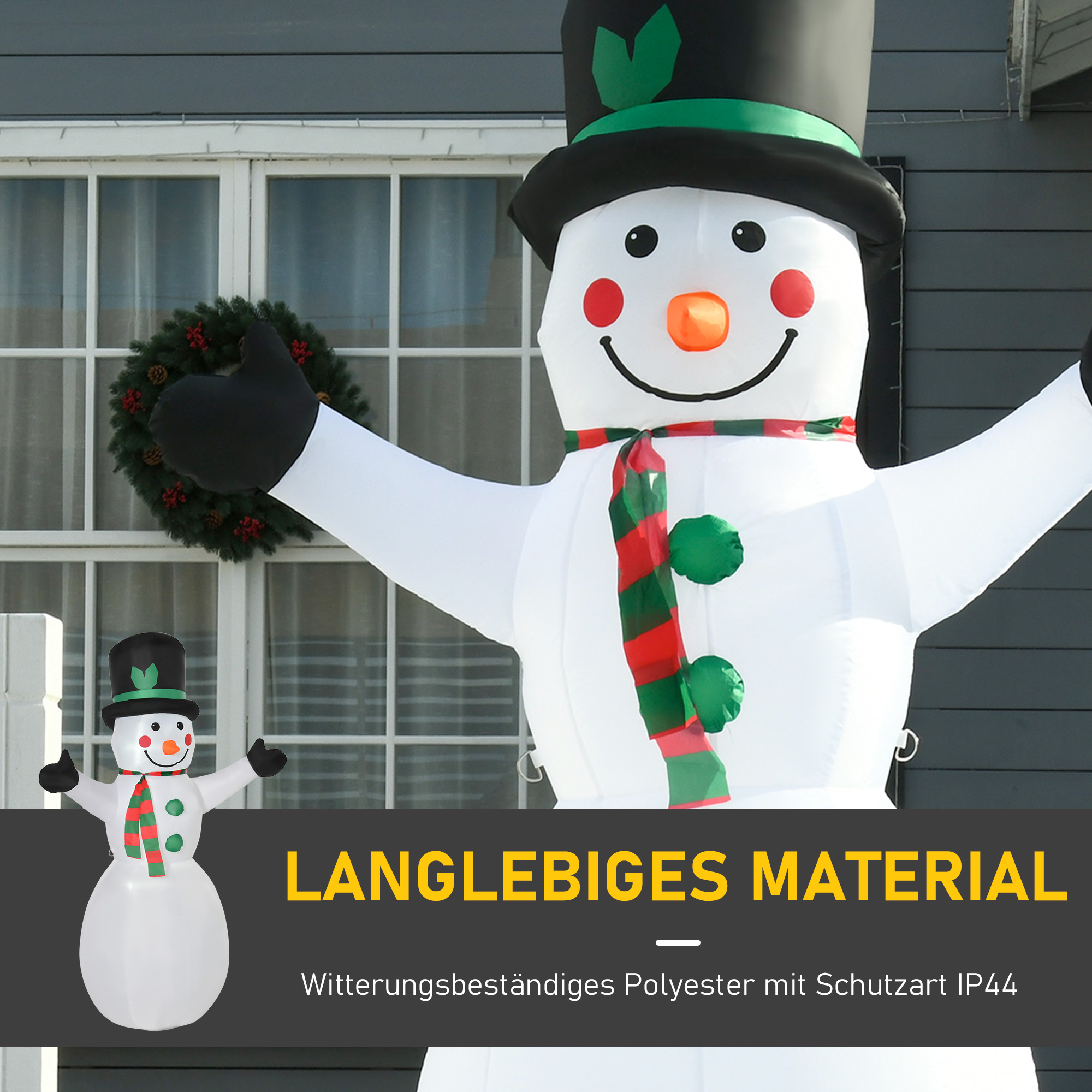 Schneemann Weihnachtsdekoration Weihnachtsdeko, inkl. Gebläse, bunte LED´s, selbstaufblasend 1, m, Mehrfarbig
