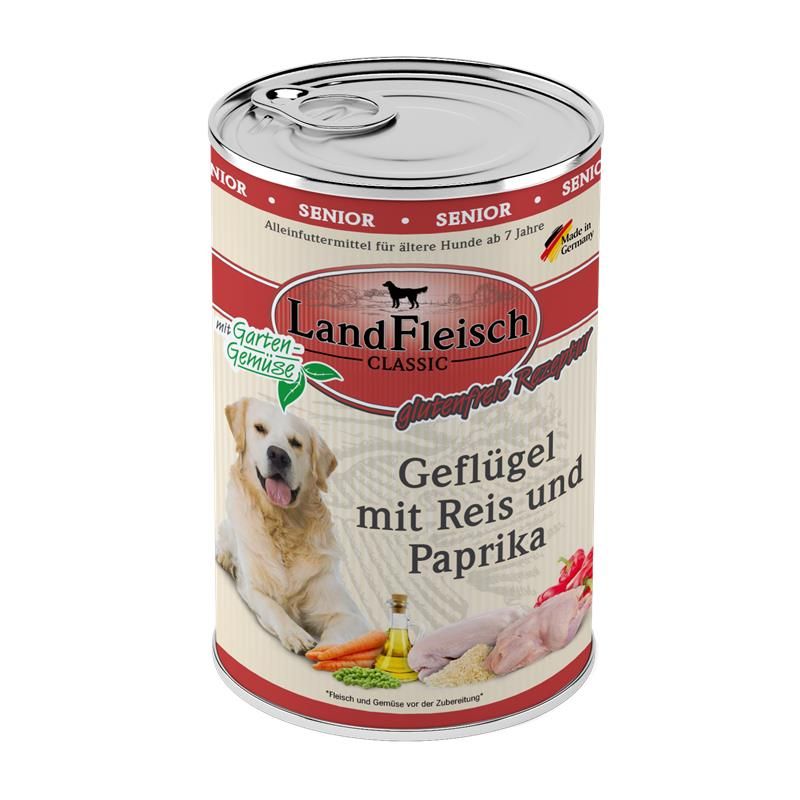 Landfleisch Dog Classic Senior Geflügel mit Reis, Paprika & Gartengemüse 400g Landfleisch Dog Classic Senior Geflügel mit Reis, Paprika & Gartengemüse 400g