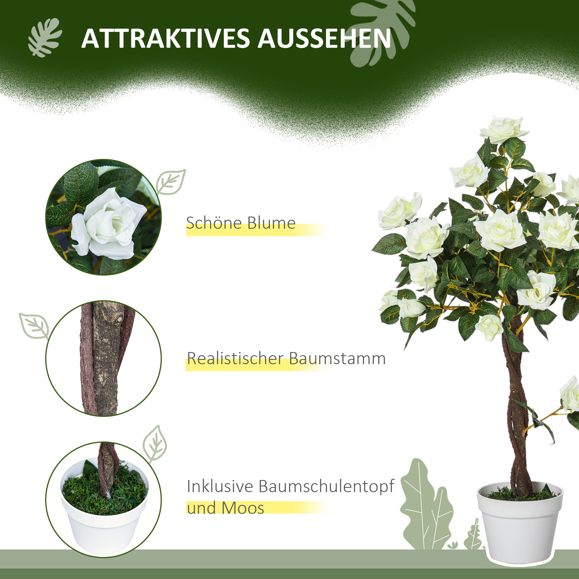 Kunstbaum, Künstliche Pflanze im Zementtopf, Kunstpflanze