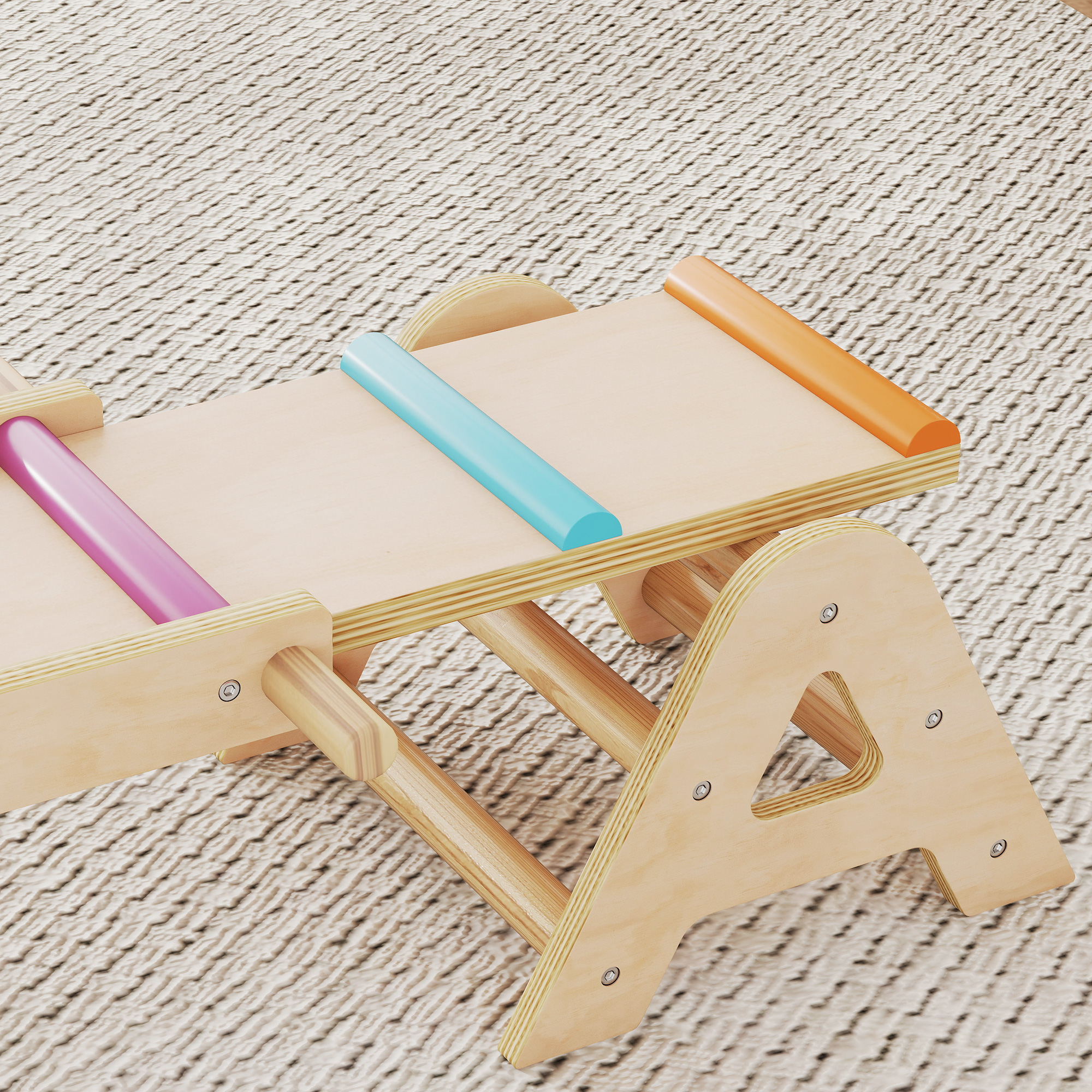 2 In 1 Balance Wippe Kinder, Schwebebalken aus Holz, Wippe Schaukelwippe Garten, Balance Board 133 x 38 x 24 cm