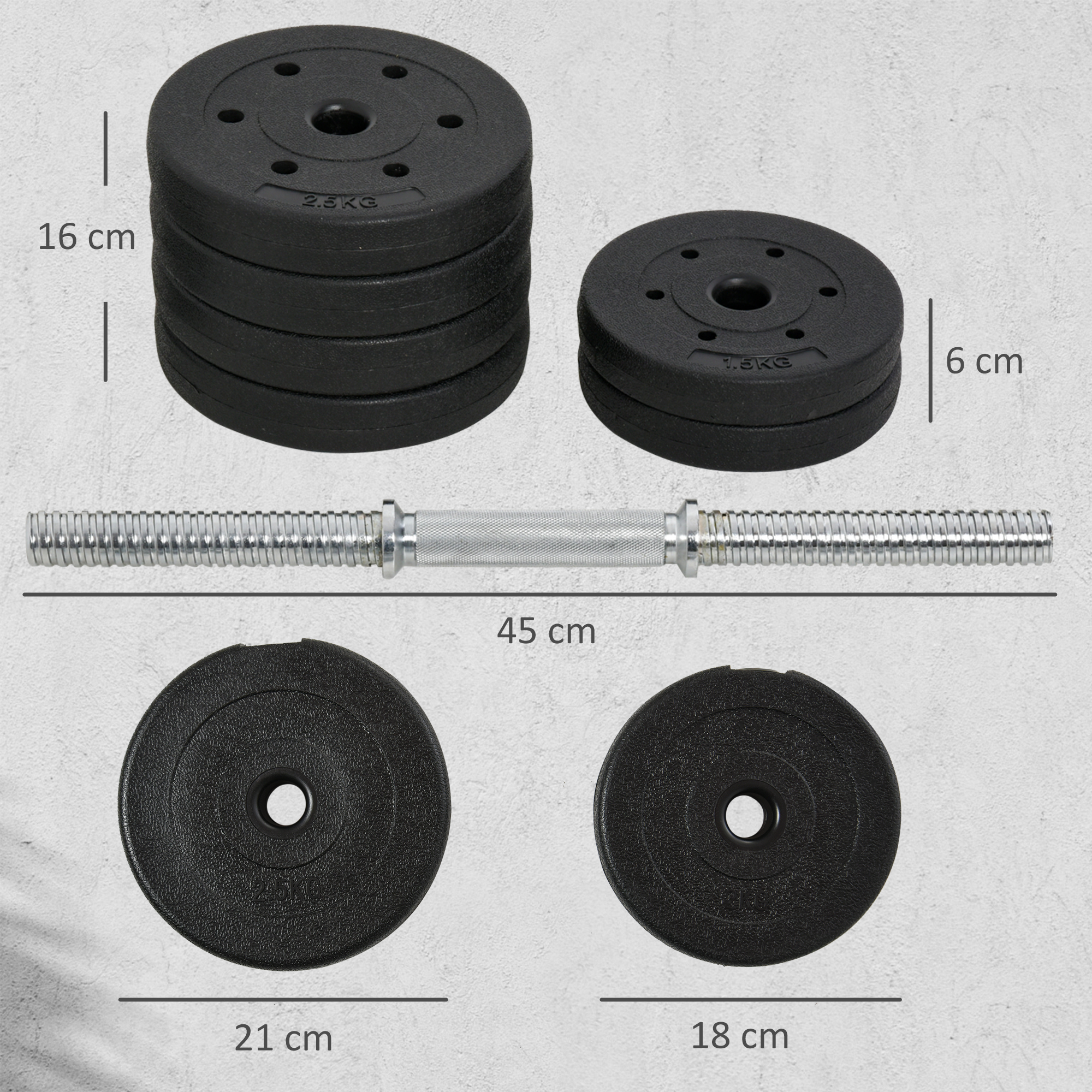 Kurzhantel Set 30KG Hantelset mit Hantelscheiben für Zuhause Büro Fitnessstudio Stahl Kunstleder Schwarz Krafttraining