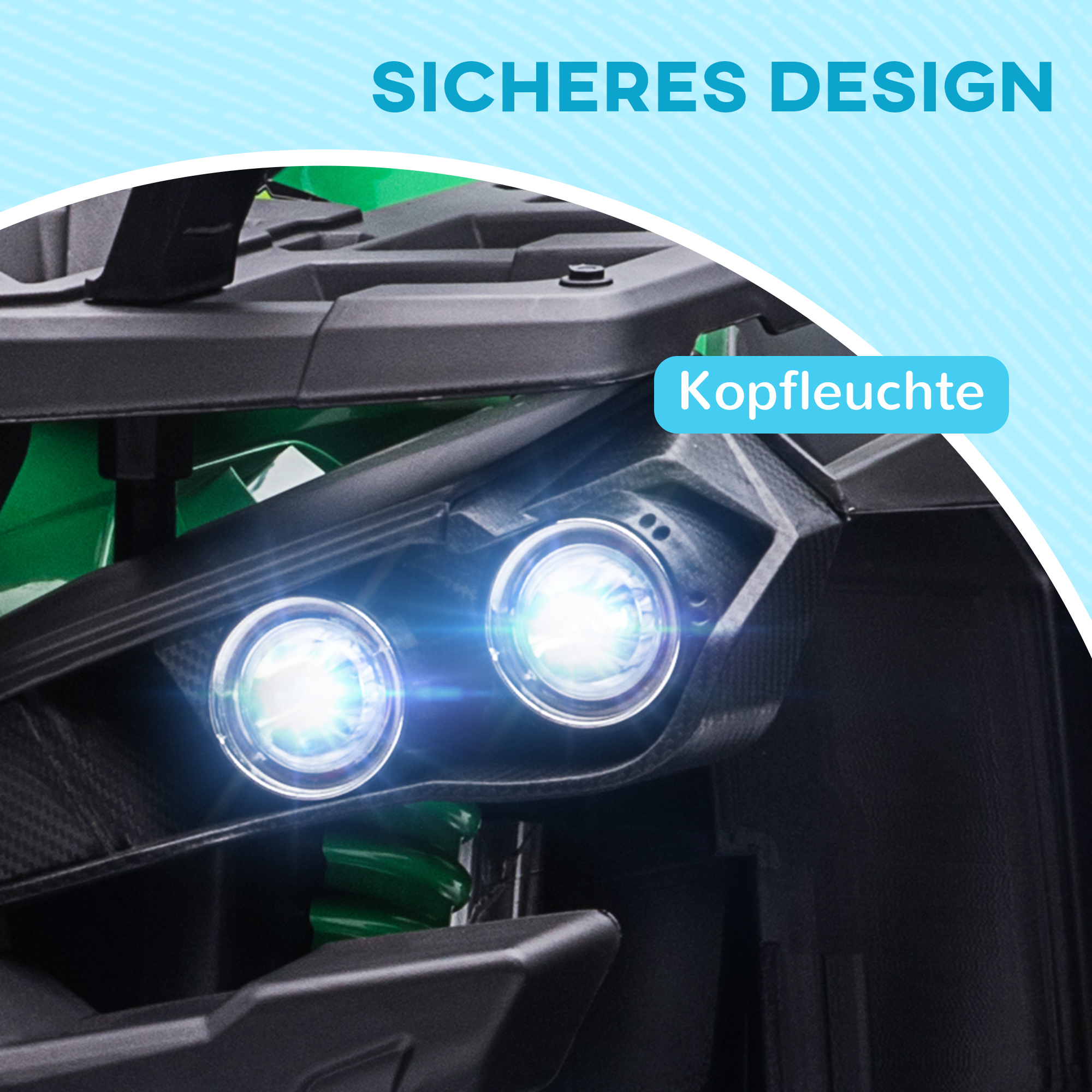 Kinderquad, Licht & Musikanschluss, 3-8 km/h, für 3-5 Jahre, Grün
