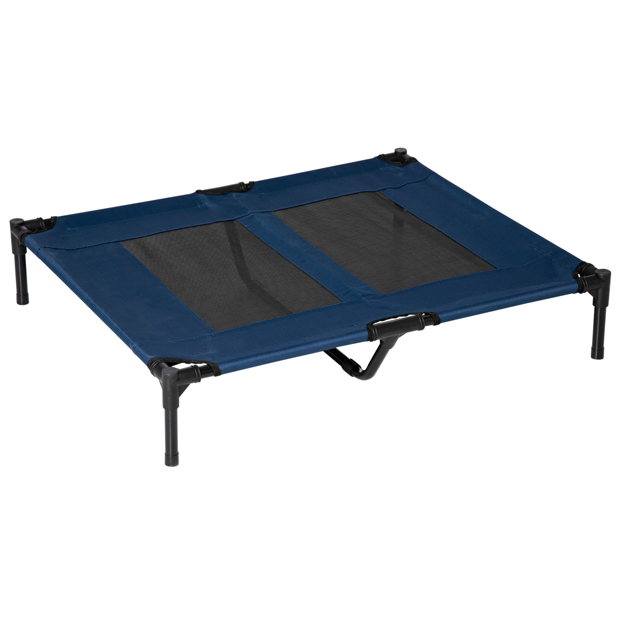 Hundebett Hundeliege Outdoor Katzenbett Haustierbett Schlafplatz Metall 600D Oxford-Gewebe Blau 91,5 x 76,2 x 18 cm
