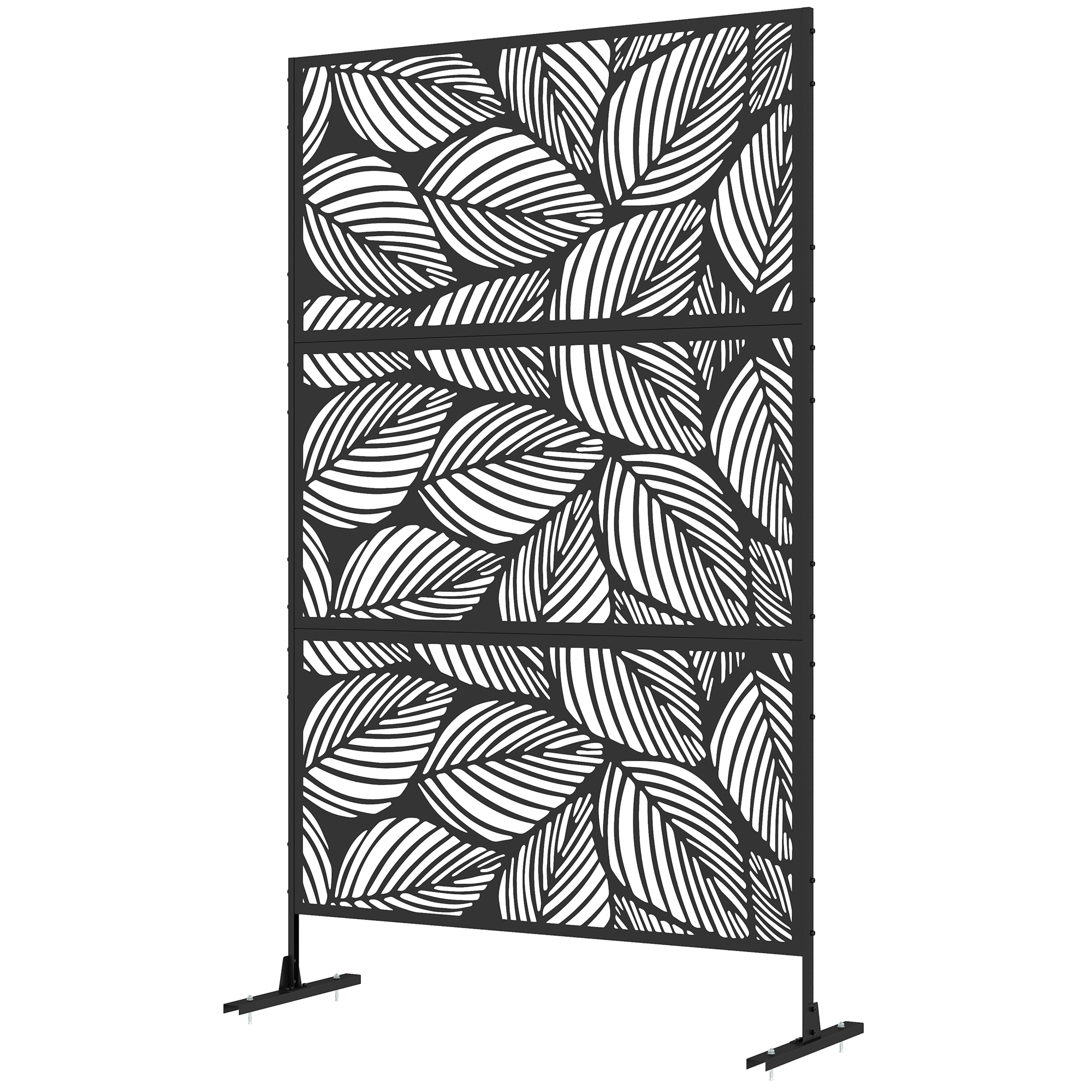 Sichtschutz Sichtschutz Garten Gartenabtrennung, florale Muster, Metall, 122 x 45 x 198 cm, Schwarz