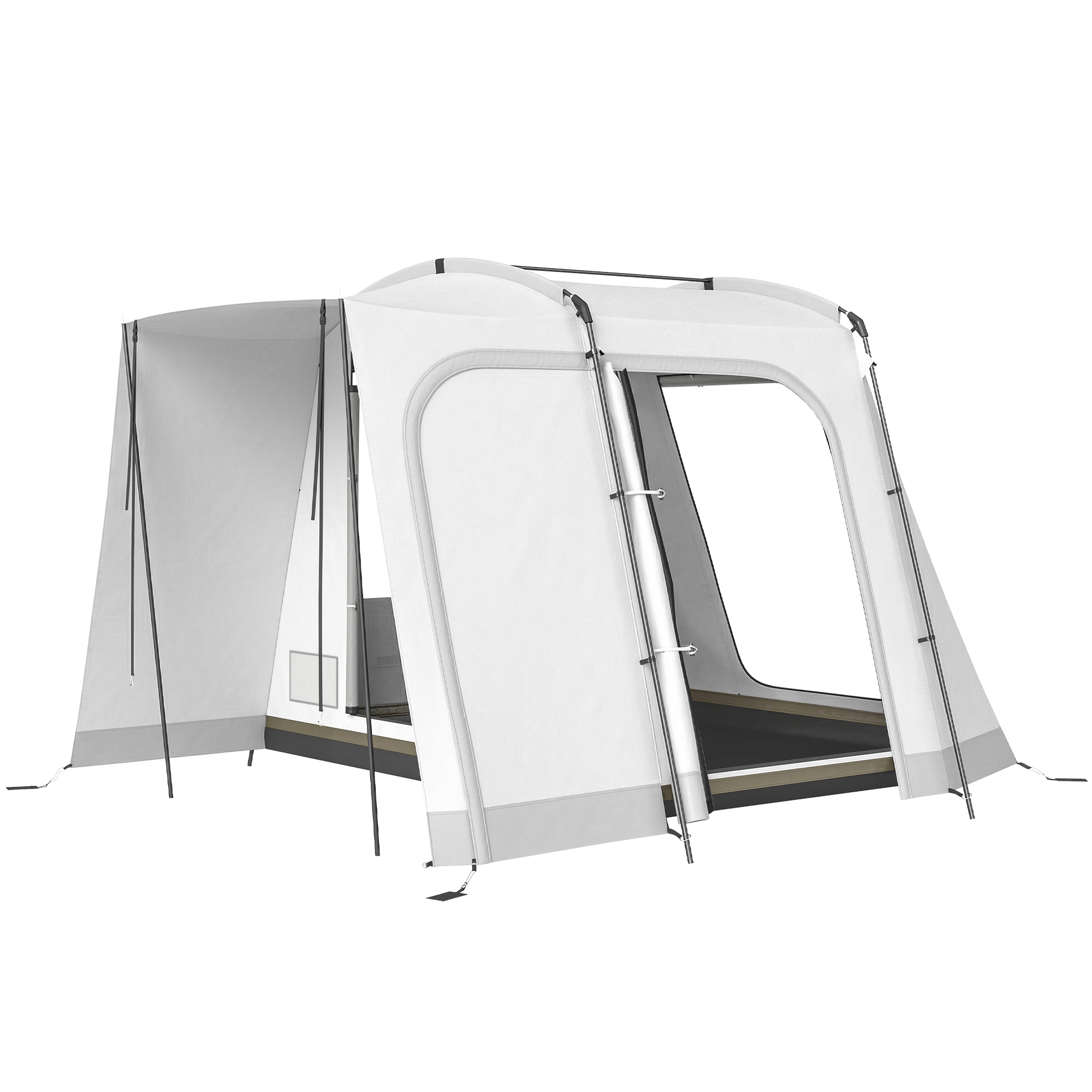 Heckzelt für 2-4 Personen, 320 x 280 x 205 cm 2 in 1 Autozelt wasserdicht Tunnelzelt mit 4 Türen Fenster Bodenplane