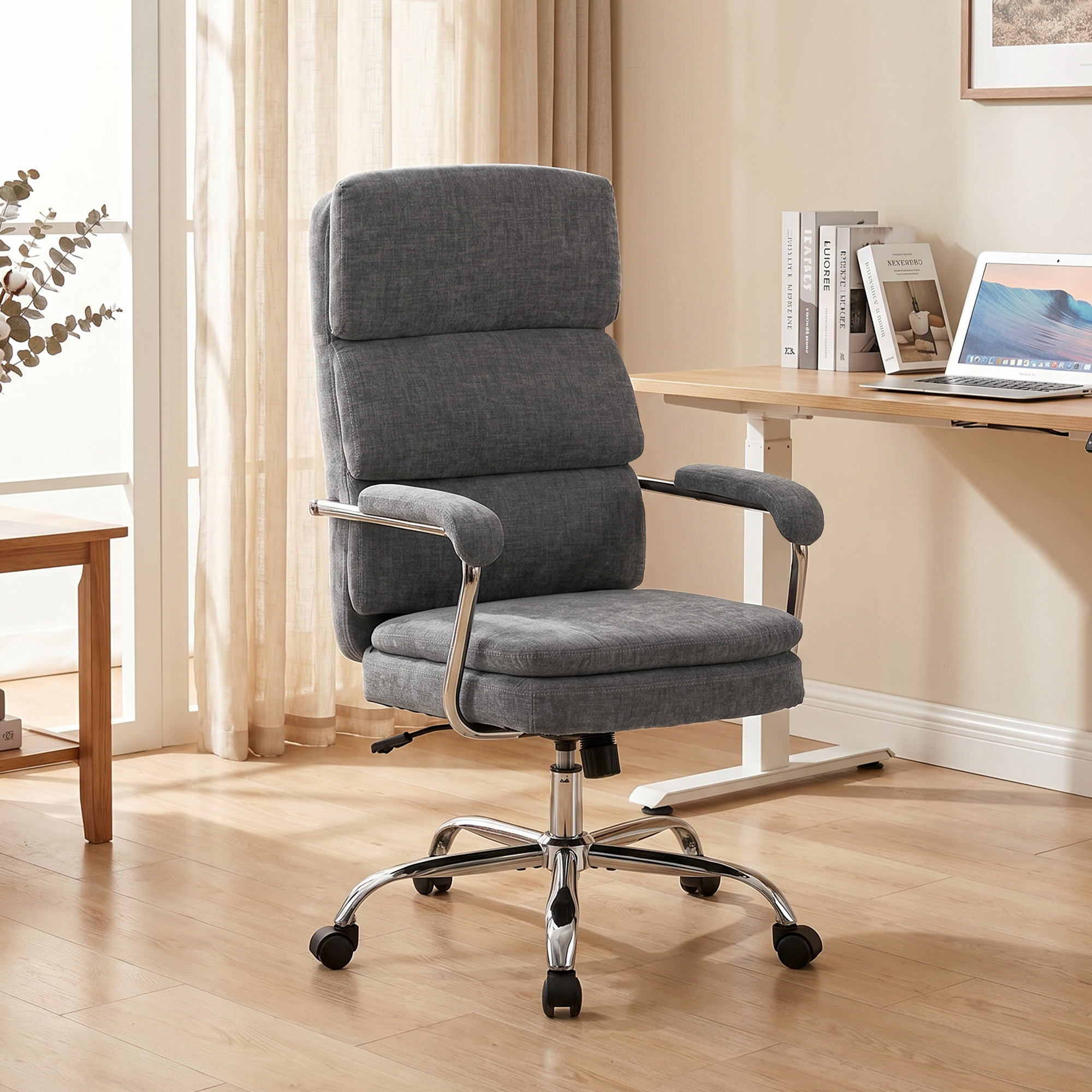 Home Office Bürostuhl, höhenverstellbarer 360° drehbarer Schreibtischstuhl für das Homeoffice, Grau