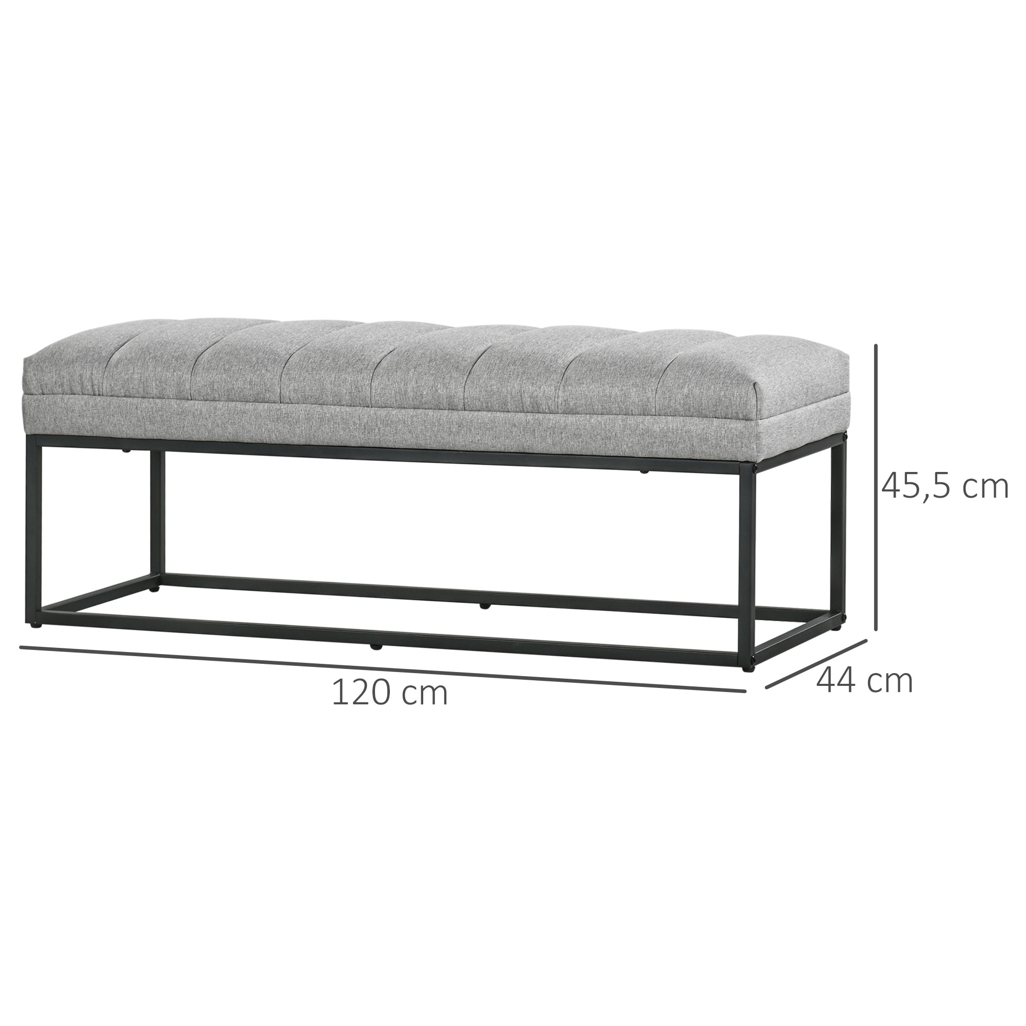 Sitzbank im Industrie-Design, Bettbank, Metallbeine, Rosa + Schwarz