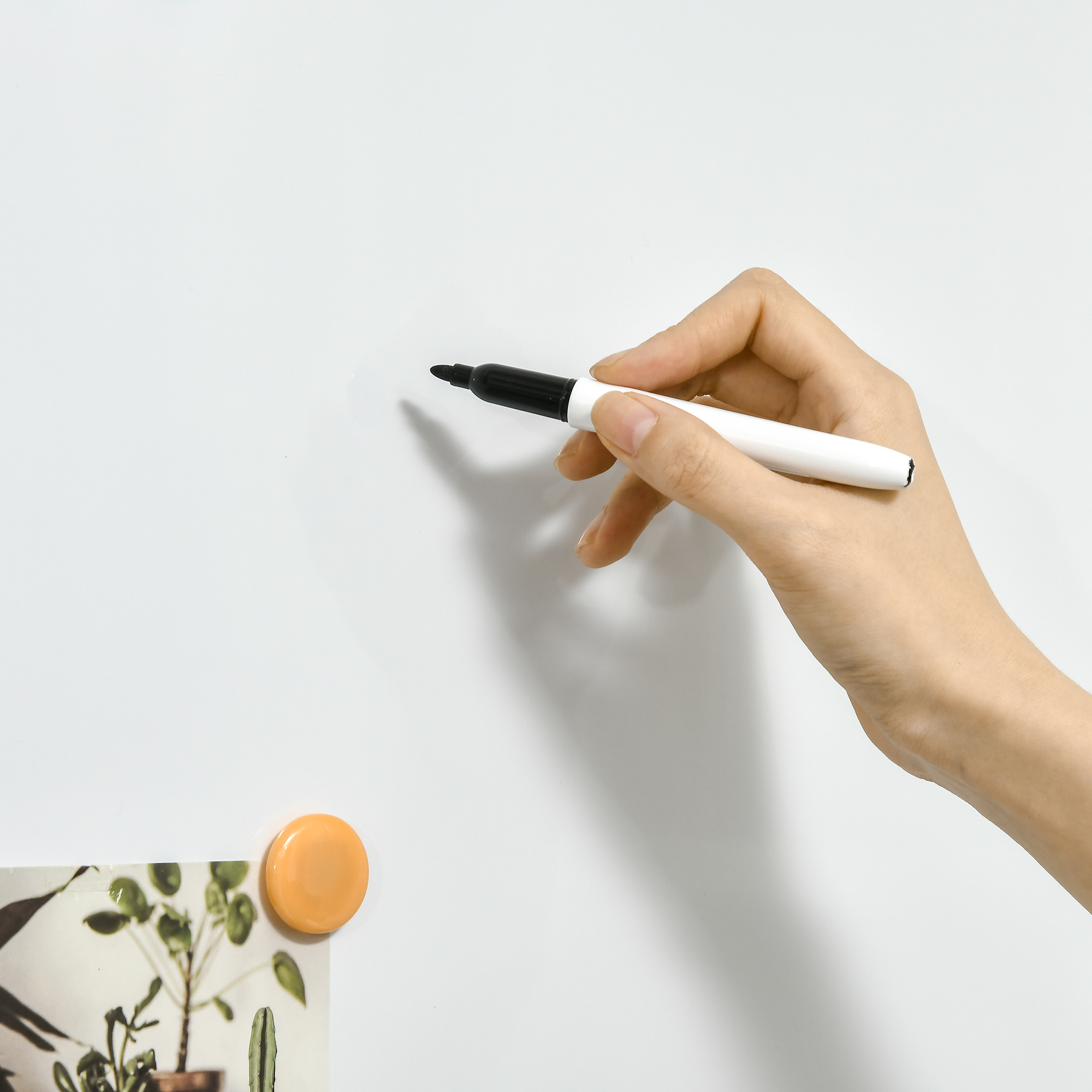 Whiteboard, Magnettafel, Notiztafel, inklusive Zubehör, 4 Stifte, 1 Schwamm, 10 Magnete, Weiß + Silber