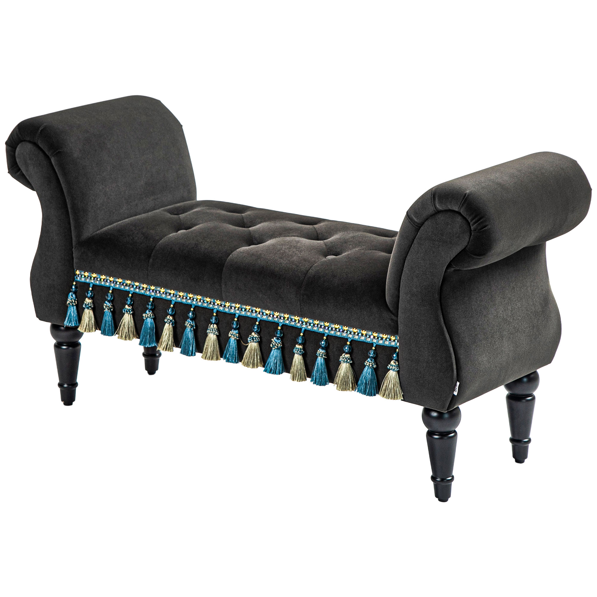 Polsterbank, Sitzbank, Vintage-Design, bis 150 kg, 117x40x58 cm, Dunkelgrau Polsterbank, Sitzbank, Vintage-Design, bis 150 kg, 117x40x58 cm, Dunkelgrau
