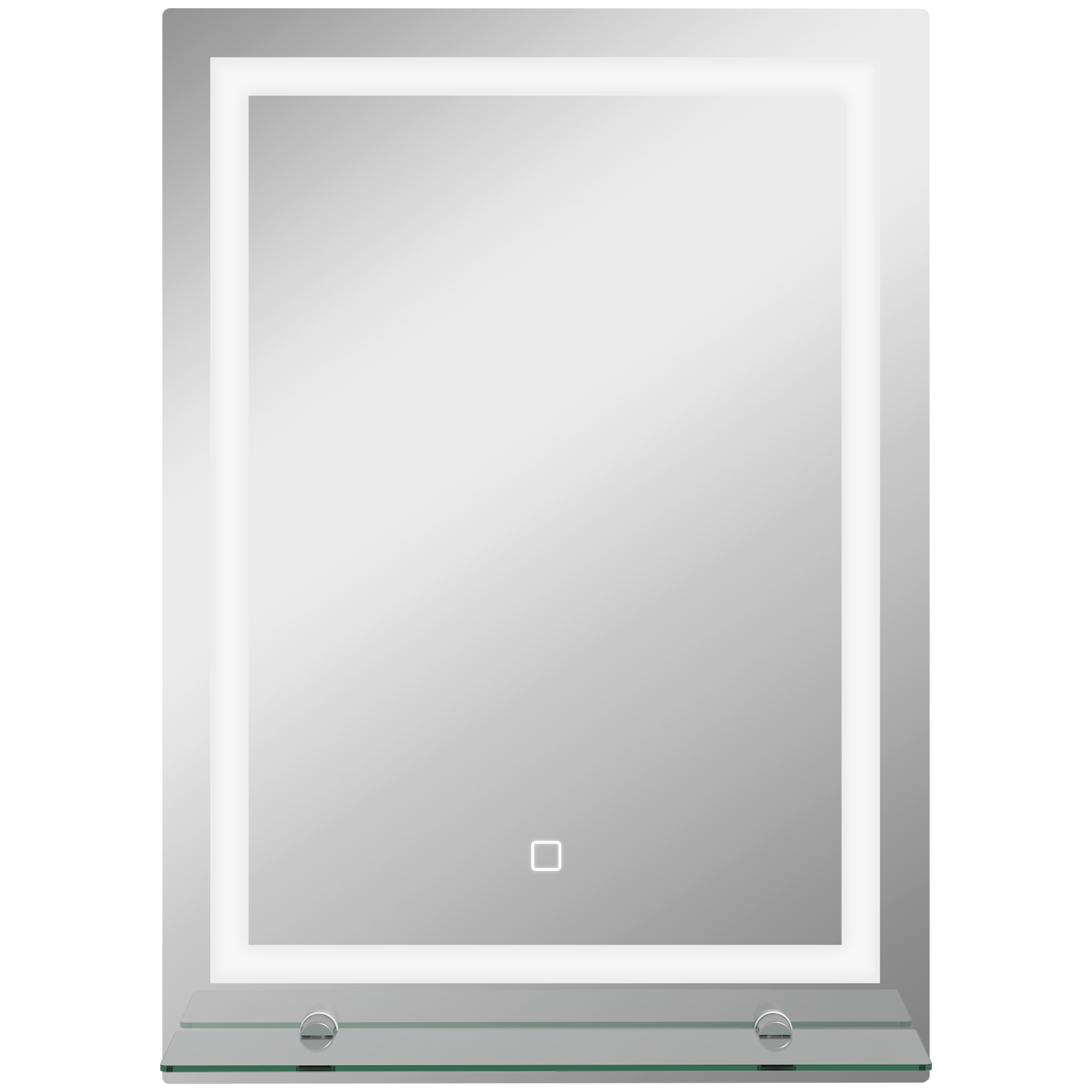 LED-Badspiegel, dimmbar, Anti-Beschlag, Touch-Schalter, Ablage, 50 x 70 cm, Silber