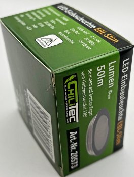LED Einbauleuchte "EBL Slim WW" / IP67,1W, 50lm, Alu matt, warmweiß, Ø55mm