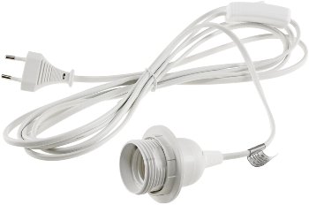 Netzkabel mit Schalter und E27 Fassung / 1,4m + 2m lang, weiß