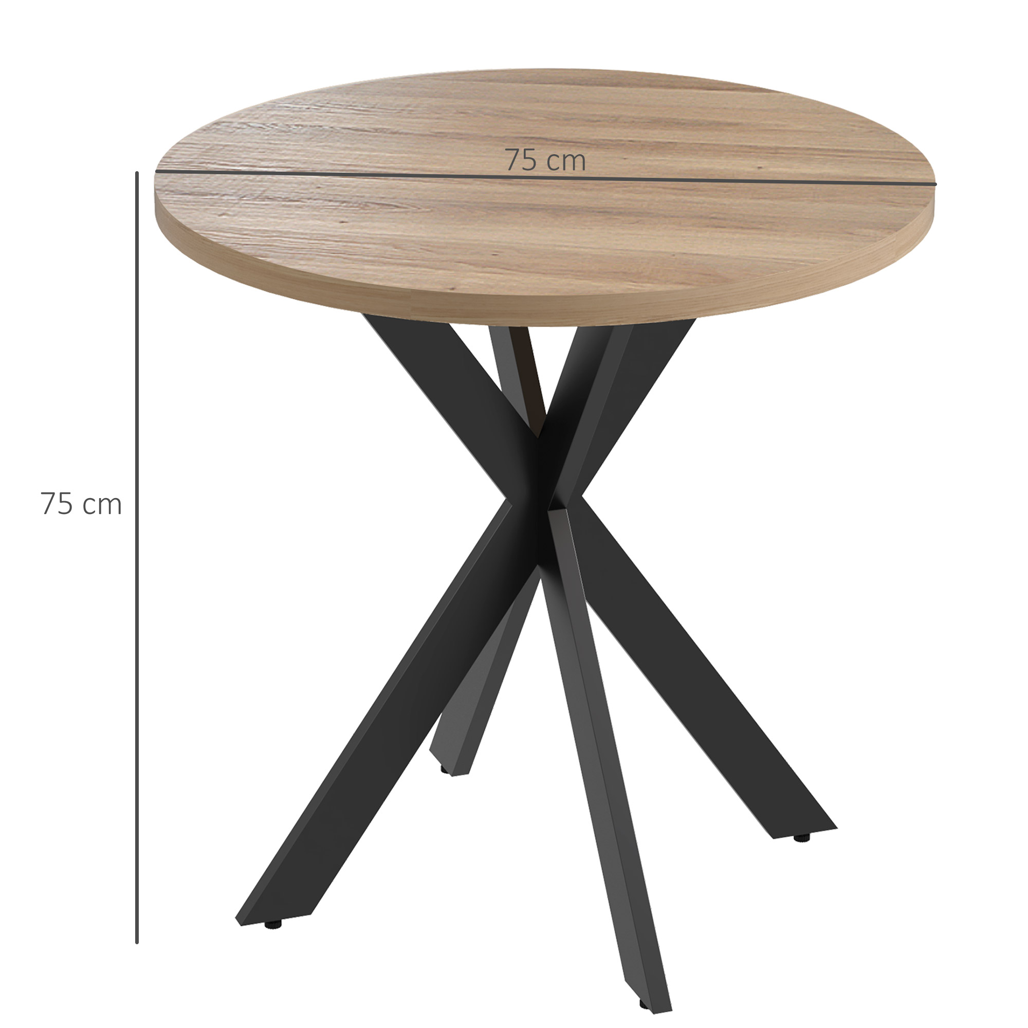 Esstisch 75 x 75 cm rund Küchentisch für 2-4 Personen modern Esszimmertisch mit Spinnenfuß Braun