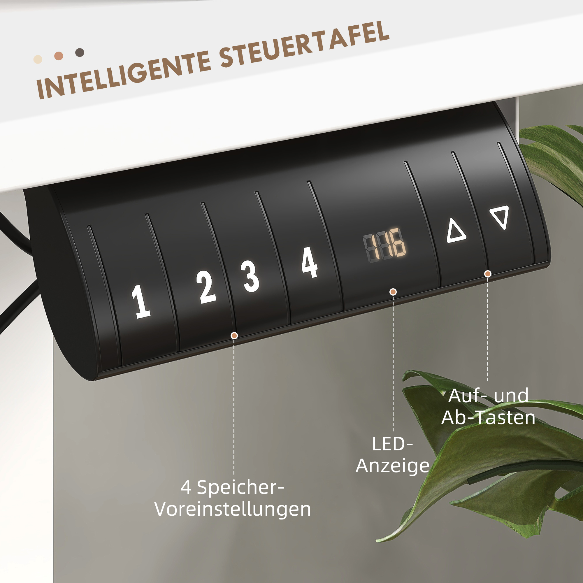 Stehschreibtisch, höhenverstellbar, 120x60x72-116cm, Weiß